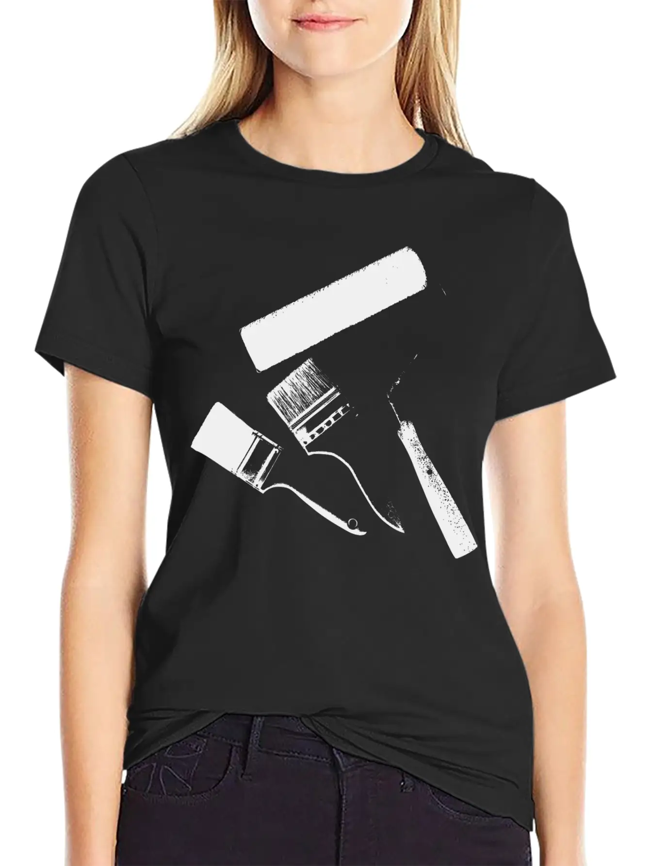 Paint Brushes Comfortable Minimalist Graphic Tee – Summer Style Essential
