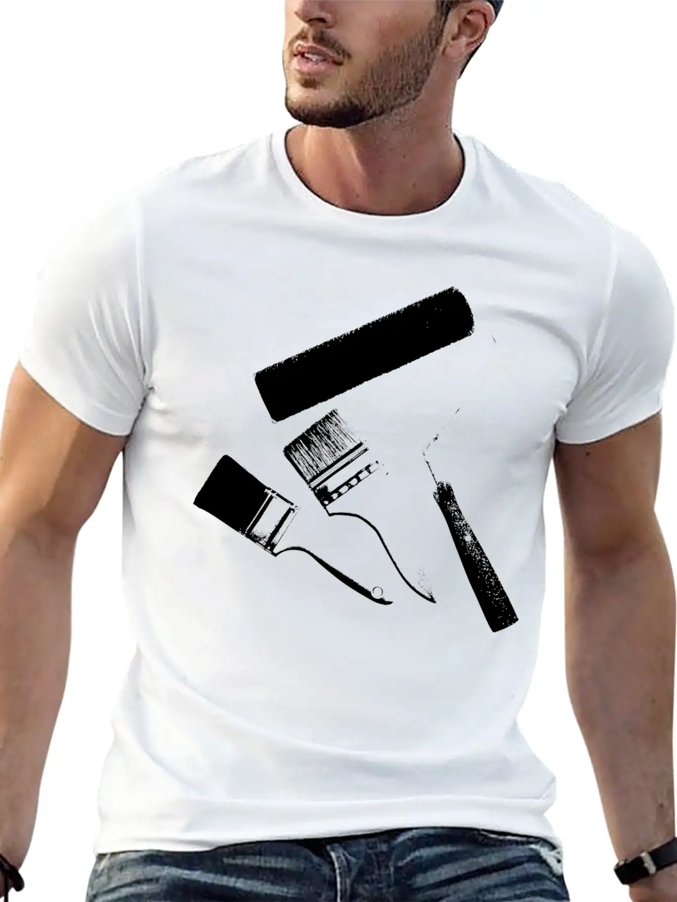 Paint Brushes Comfortable Minimalist Graphic Tee – Summer Style Essential