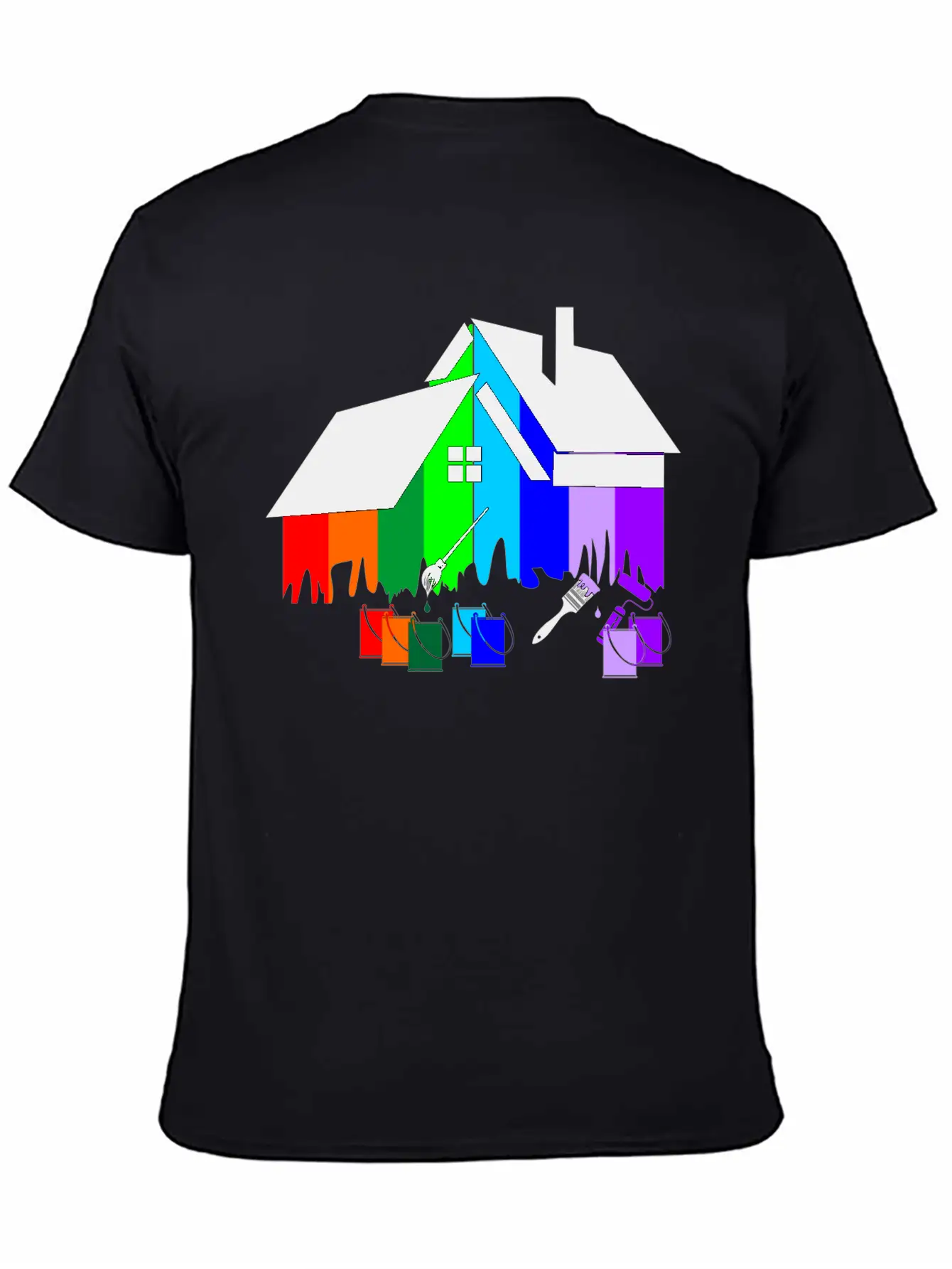 Paint Colorful House With Pots Of Paint And Brush Comfortable Minimalist Graphic Tee – Summer Style Essential