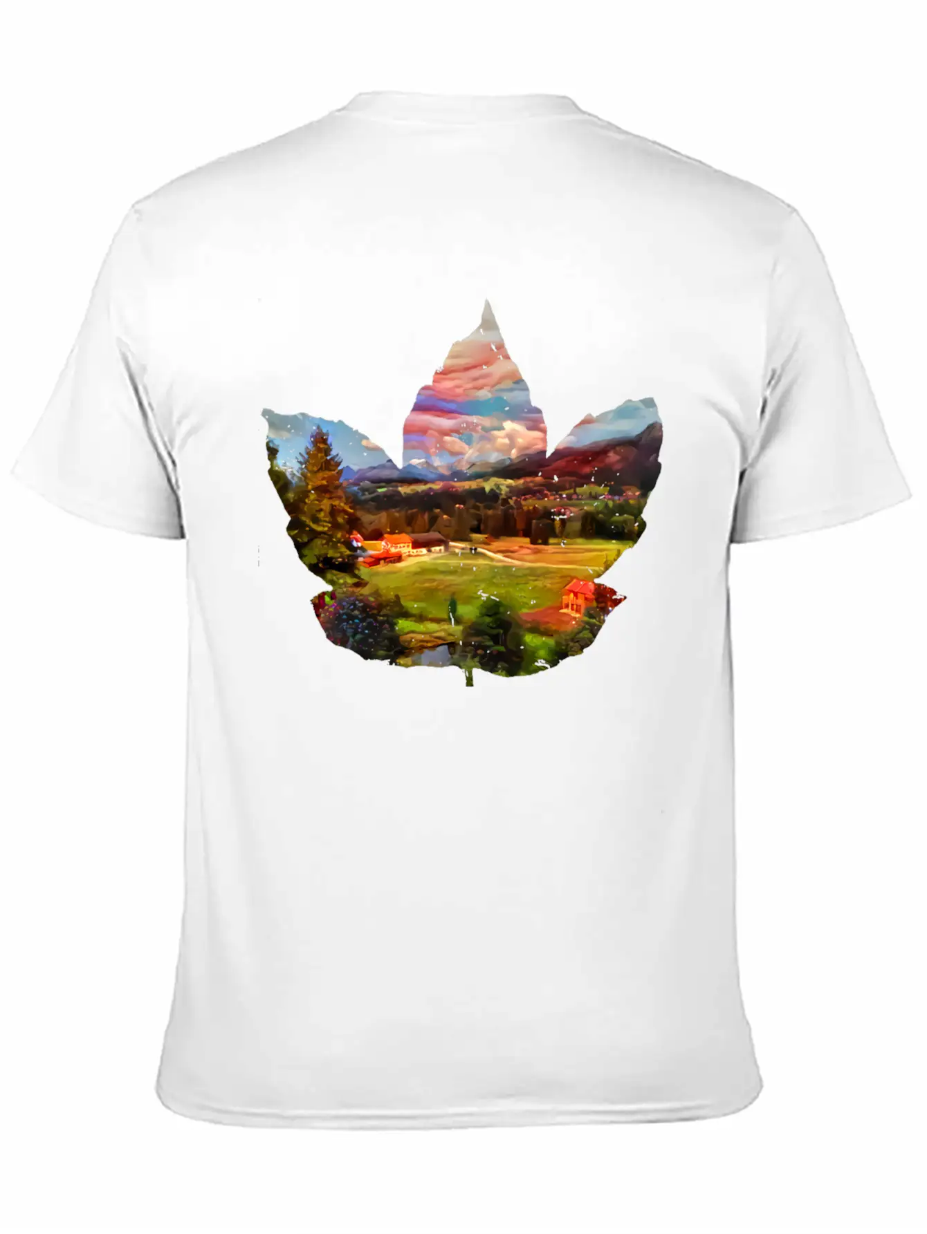 Painted Autumn Landscape In The Maple Leaf Timeless Short Sleeve Tee – Comfy And Minimalist Design