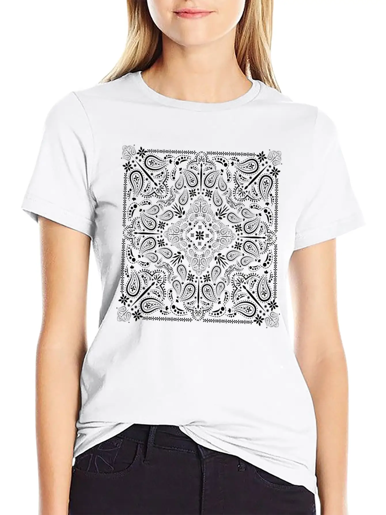 Paisley Pattern - Mandala, Mosaic, Flower Print Comfortable Minimalist Graphic Tee – Summer Style Essential