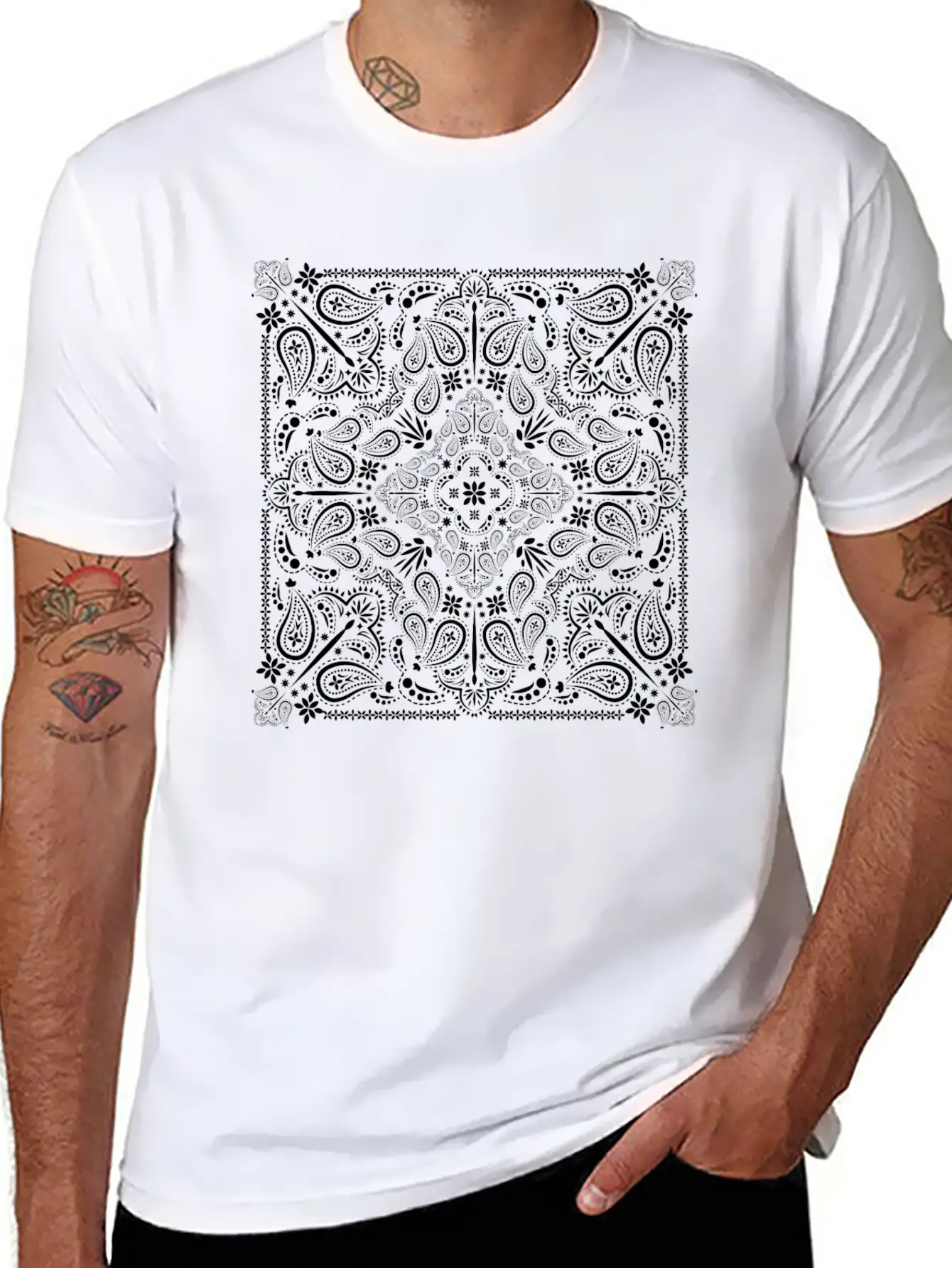 Paisley Pattern - Mandala, Mosaic, Flower Print Comfortable Minimalist Graphic Tee – Summer Style Essential