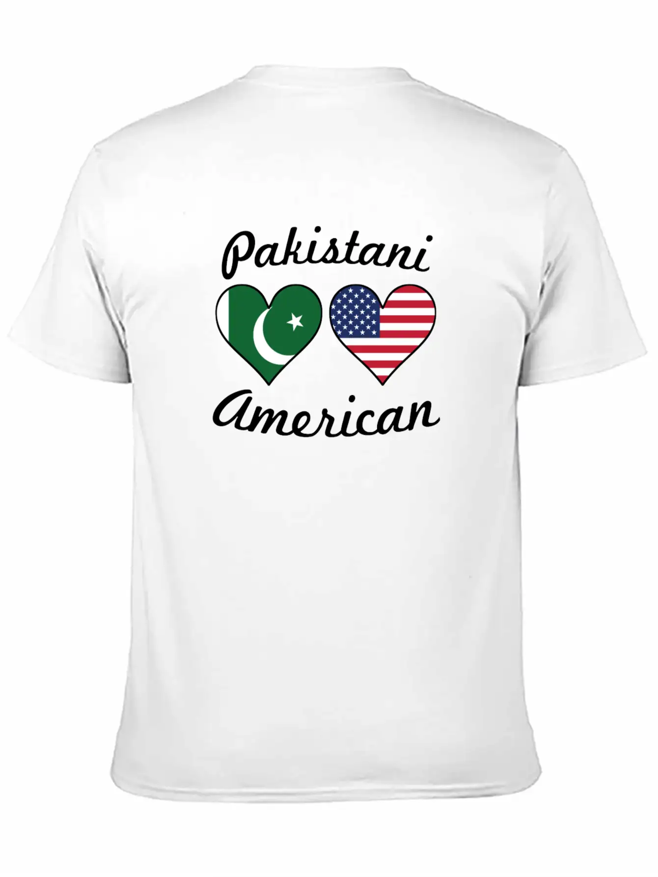 Pakistani American Flag Hearts Stylish Everyday T-Shirt – Unisex Basic Cotton Tee