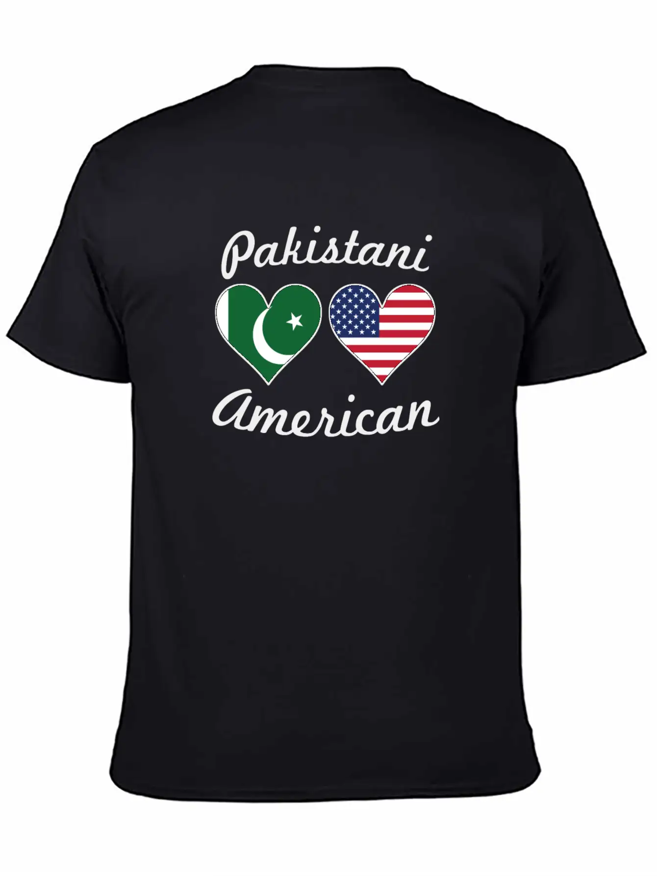 Pakistani American Flag Hearts Stylish Everyday T-Shirt – Unisex Basic Cotton Tee