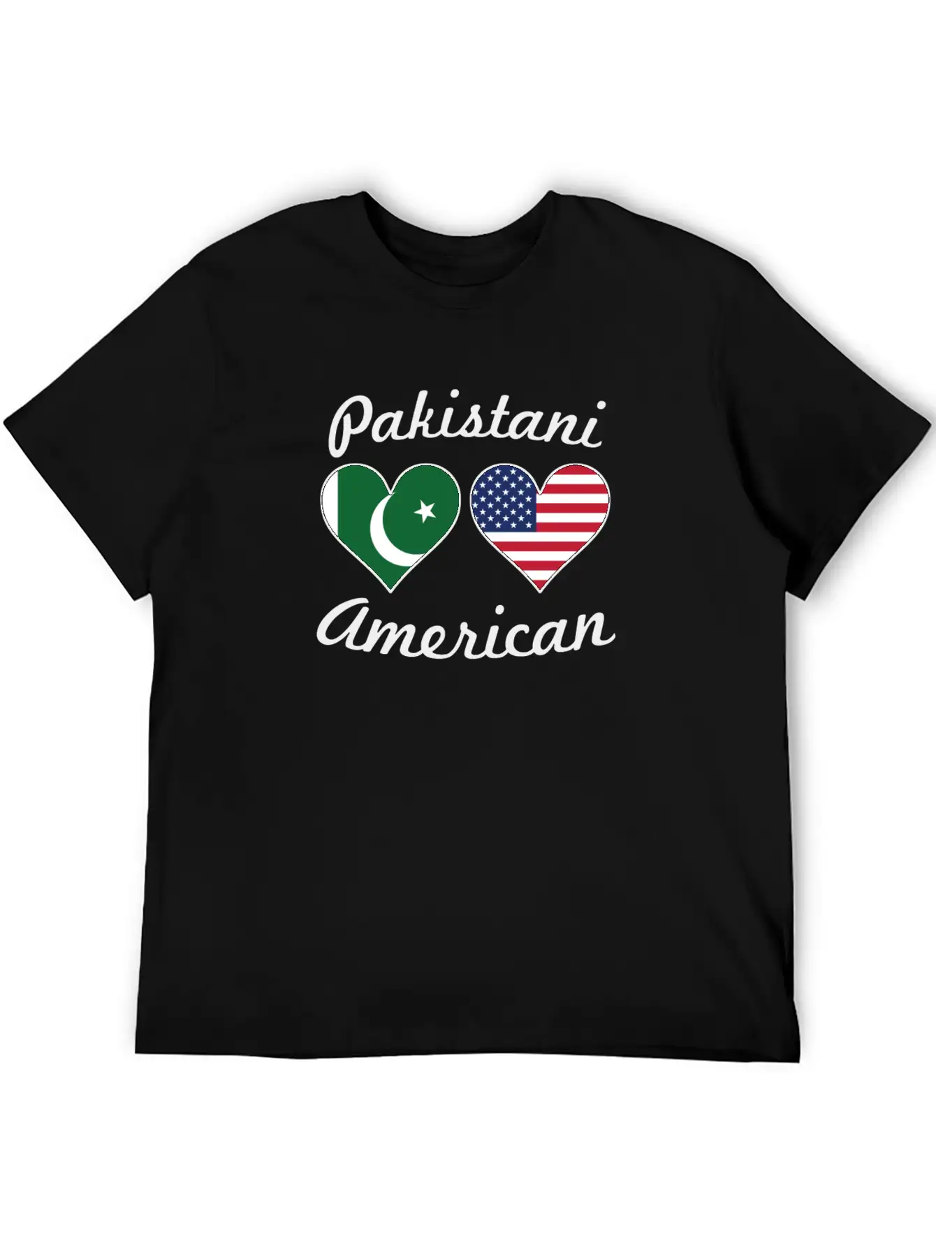 Pakistani American Flag Hearts Stylish Everyday T-Shirt – Unisex Basic Cotton Tee
