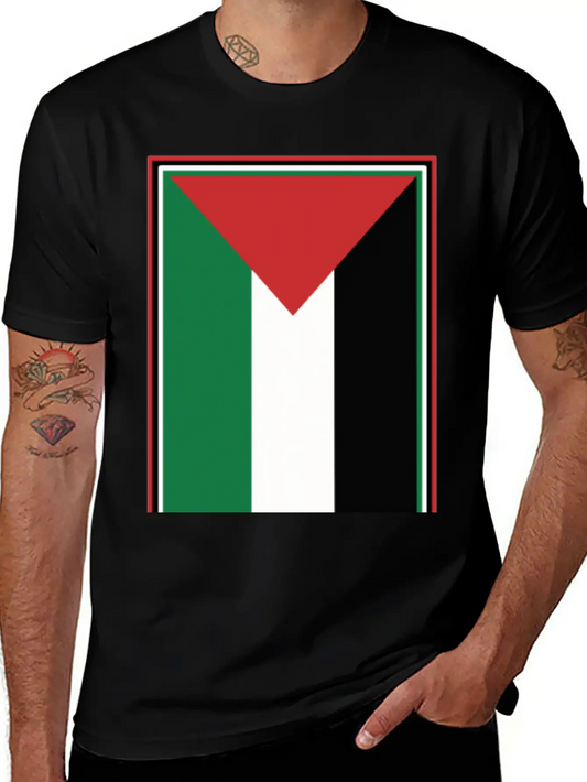 Palestinian Flag Comfortable Minimalist Graphic Tee – Summer Style Essential