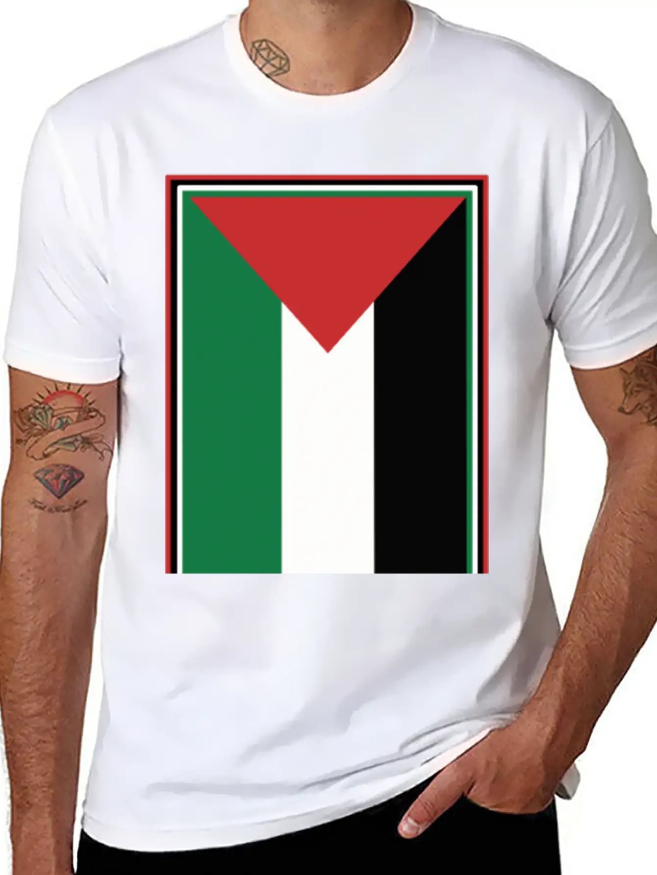 Palestinian Flag Comfortable Minimalist Graphic Tee – Summer Style Essential