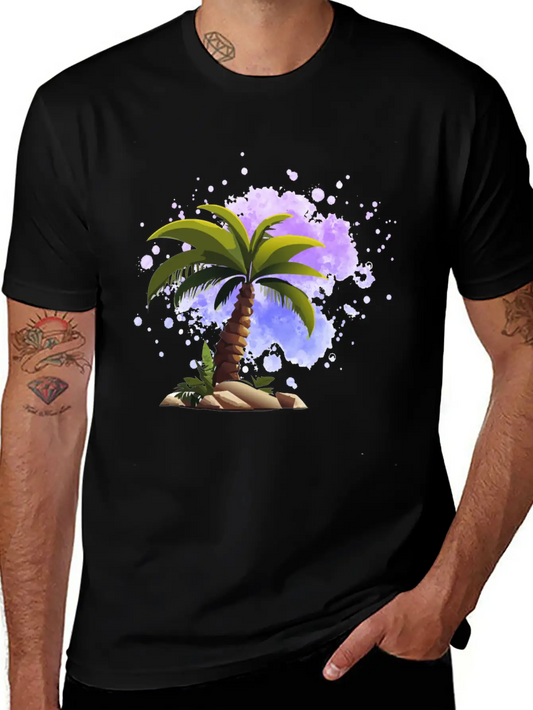 Palm Island, Palm, Sunset, Caribbean Comfortable Minimalist Graphic Tee – Summer Style Essential