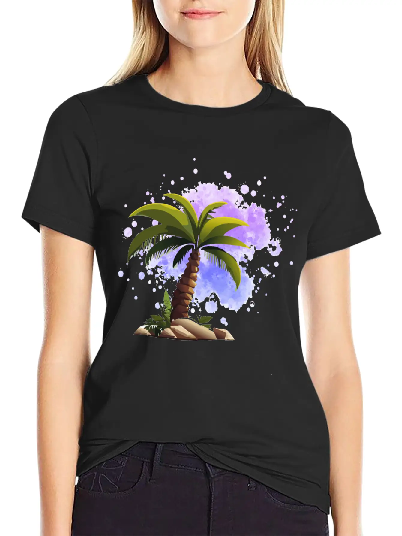 Palm Island, Palm, Sunset, Caribbean Comfortable Minimalist Graphic Tee – Summer Style Essential