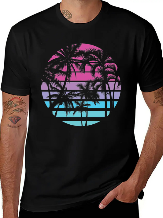 Palm Trees Retro Vintage Sunset Unisex Casual T-Shirt – Clean Design For Daily Comfort