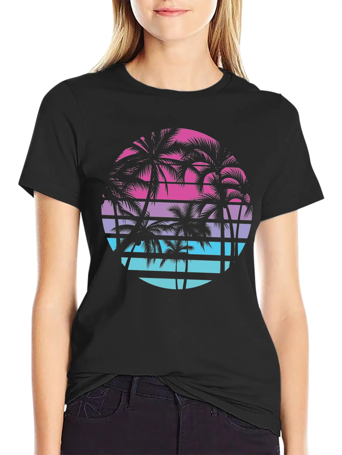 Palm Trees Retro Vintage Sunset Unisex Casual T-Shirt – Clean Design For Daily Comfort