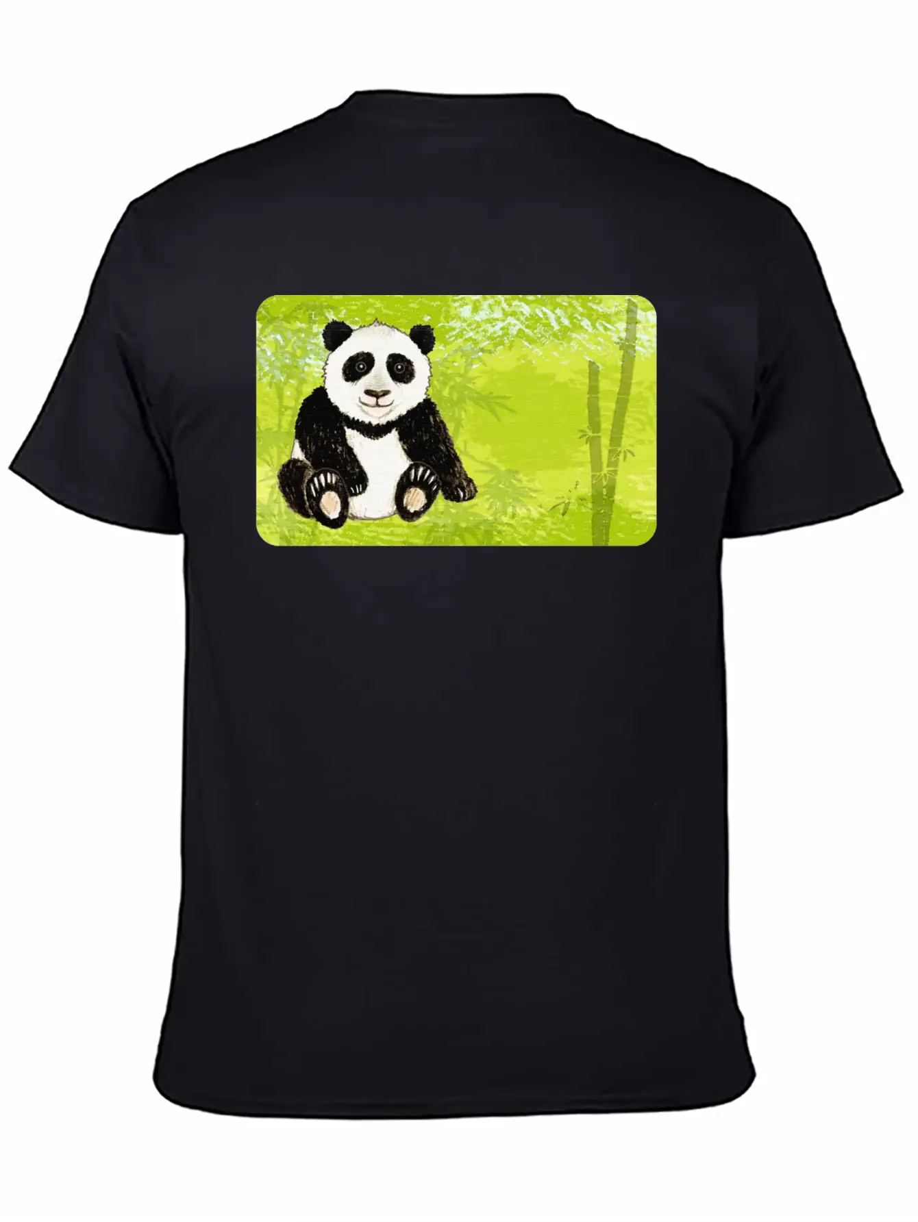 Panda Bear In The Bamboo Forest - Design For Kids Unisex Short Sleeve Soft Cotton T-Shirt – Casual Everyday Wear