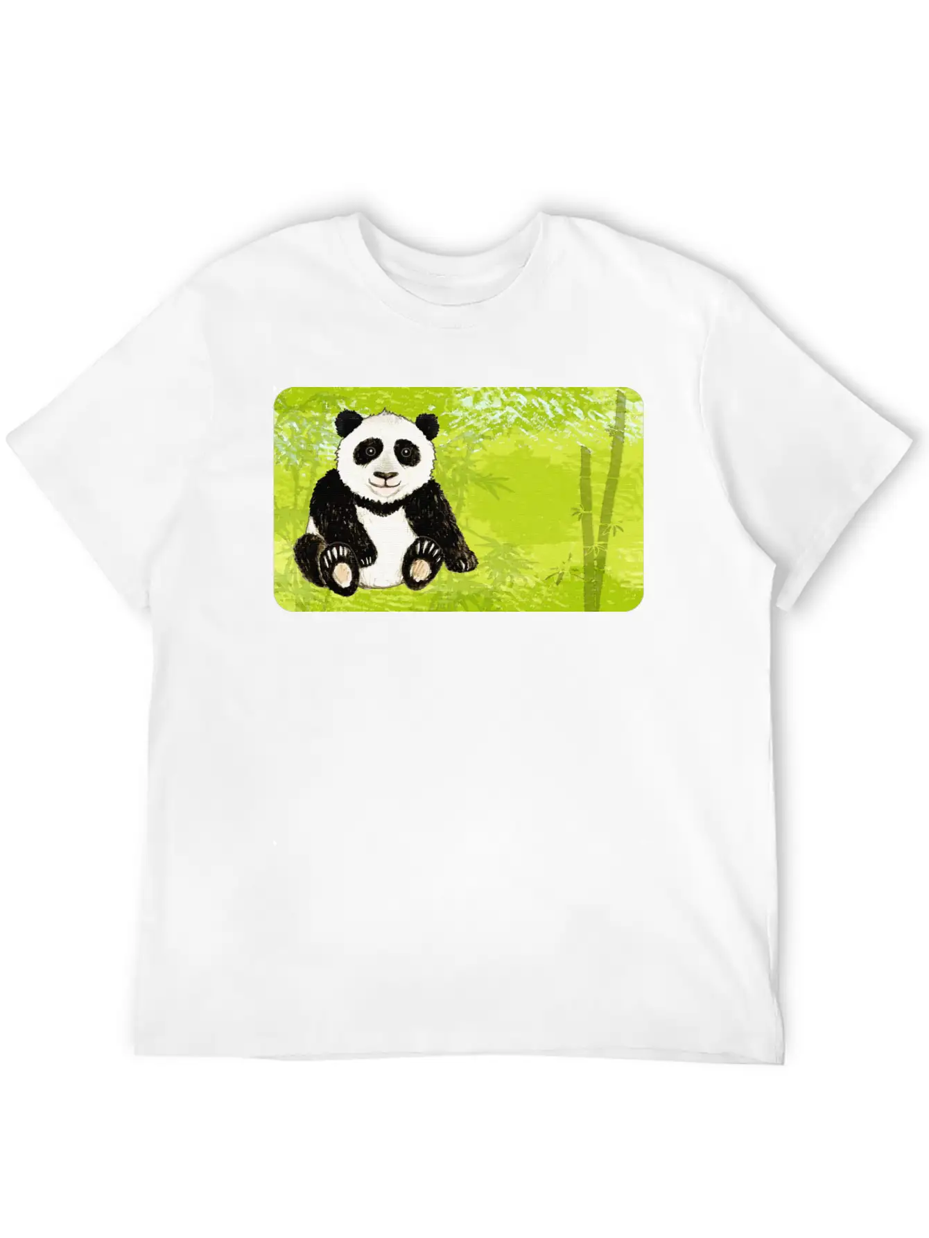 Panda Bear In The Bamboo Forest - Design For Kids Unisex Short Sleeve Soft Cotton T-Shirt – Casual Everyday Wear