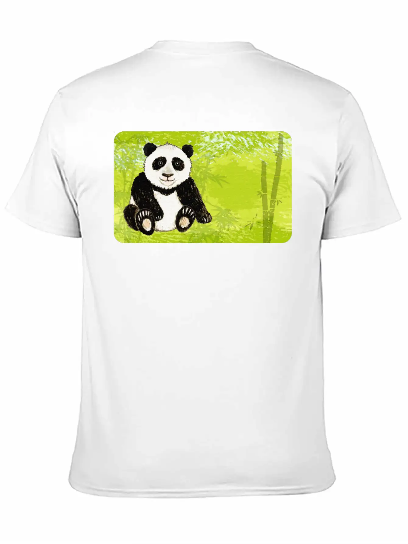 Panda Bear In The Bamboo Forest - Design For Kids Unisex Short Sleeve Soft Cotton T-Shirt – Casual Everyday Wear