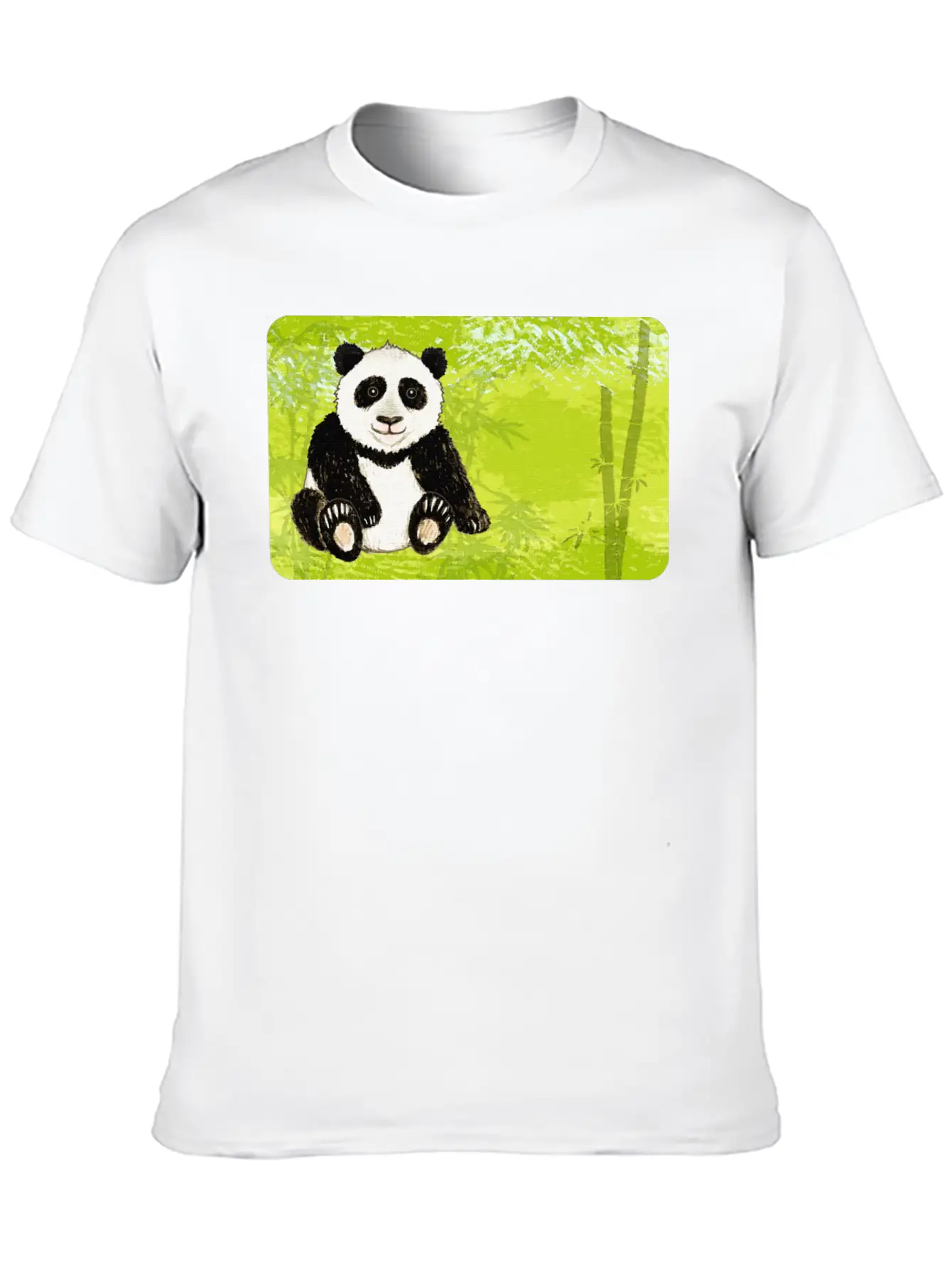 Panda Bear In The Bamboo Forest - Design For Kids Unisex Short Sleeve Soft Cotton T-Shirt – Casual Everyday Wear