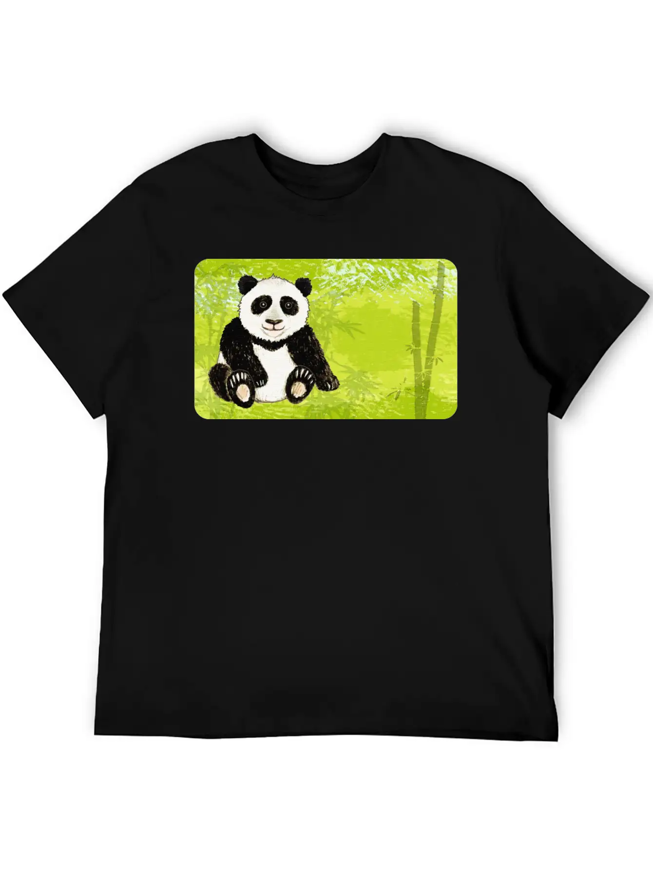 Panda Bear In The Bamboo Forest - Design For Kids Unisex Short Sleeve Soft Cotton T-Shirt – Casual Everyday Wear