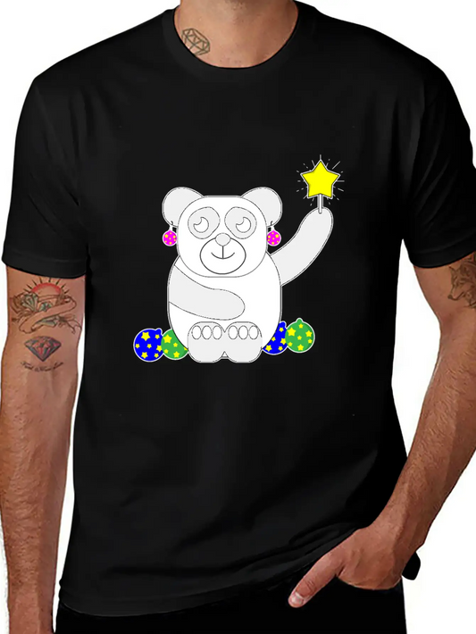 Panda Christmas Animal Decoration Present Basic Graphic T-Shirt – Daily Comfort In Soft Cotton