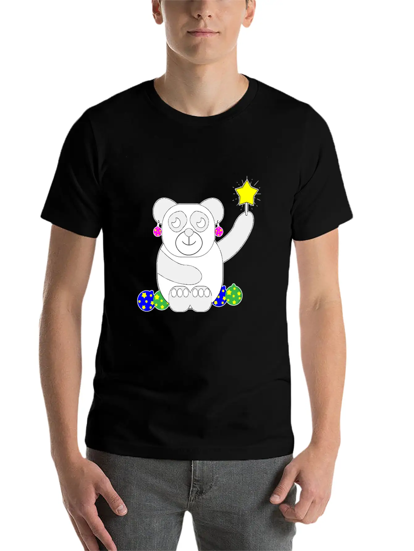 Panda Christmas Animal Decoration Present Basic Graphic T-Shirt – Daily Comfort In Soft Cotton