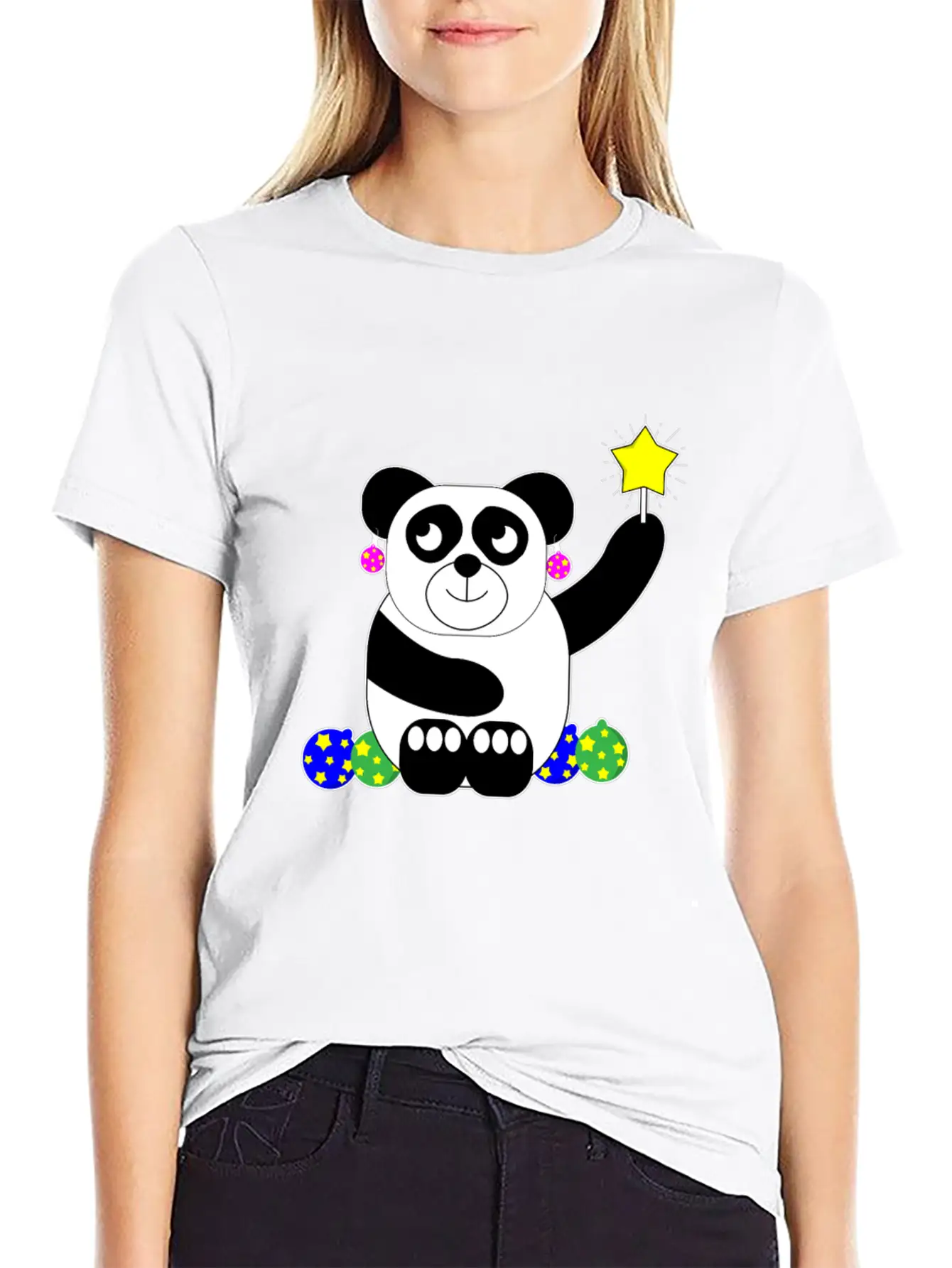 Panda Christmas Animal Decoration Present Basic Graphic T-Shirt – Daily Comfort In Soft Cotton