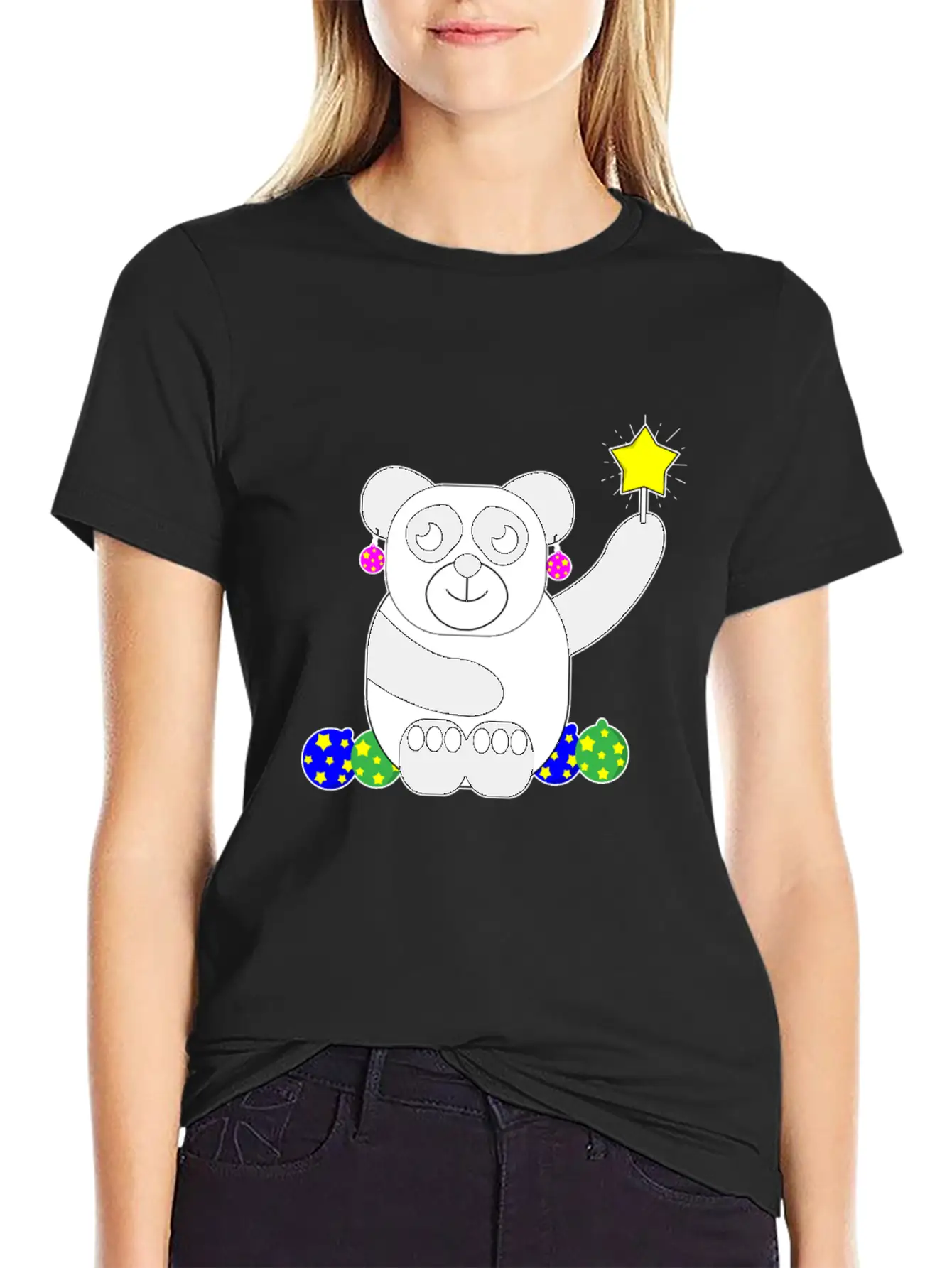 Panda Christmas Animal Decoration Present Basic Graphic T-Shirt – Daily Comfort In Soft Cotton