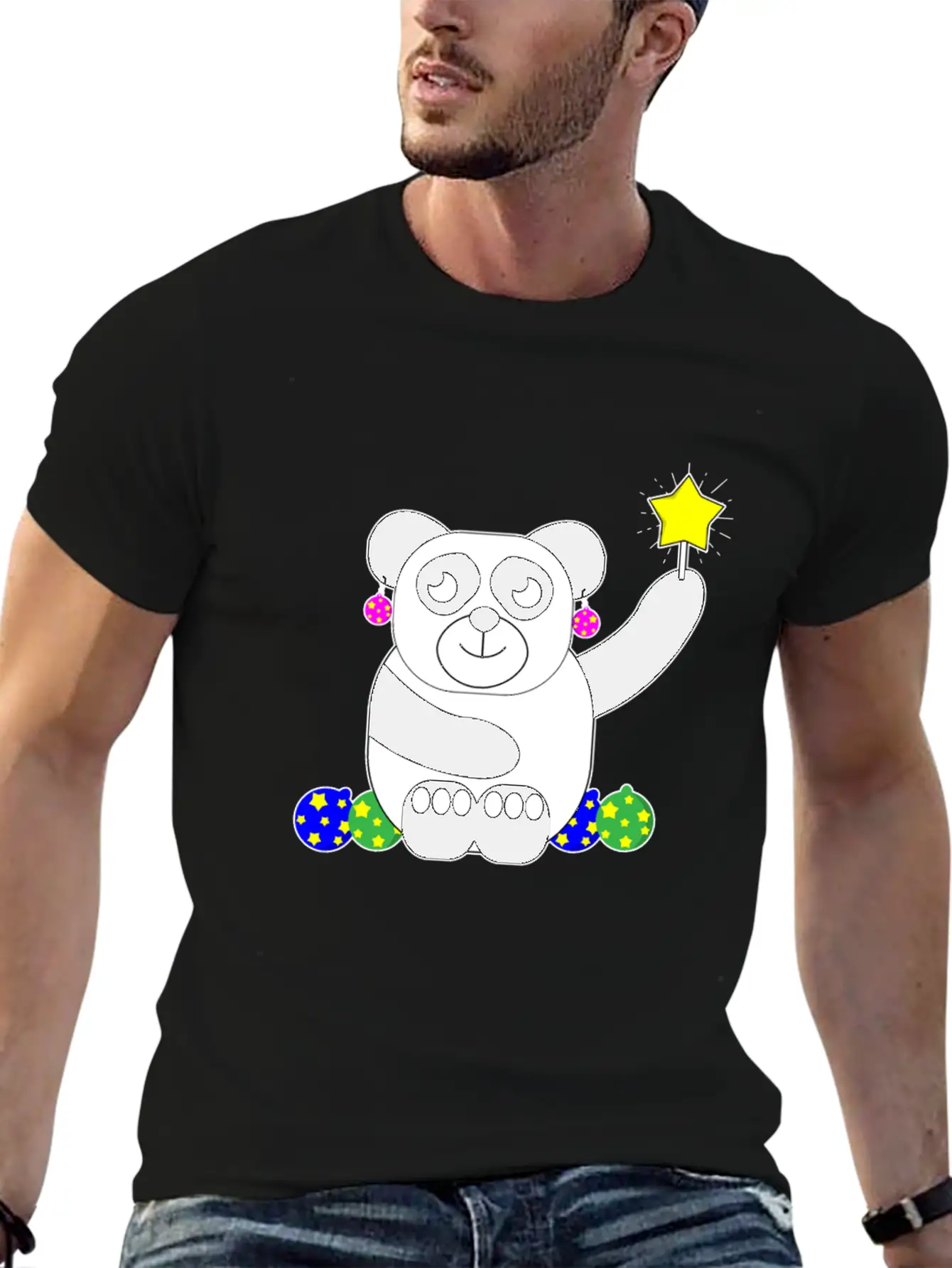 Panda Christmas Animal Decoration Present Basic Graphic T-Shirt – Daily Comfort In Soft Cotton