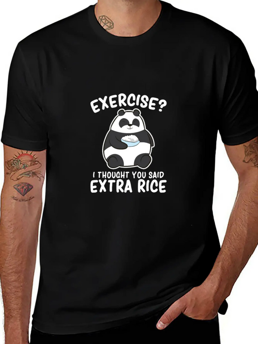 Panda Exercise I Thought You Said Extra Rice Cute Stylish Everyday T-Shirt – Unisex Basic Cotton Tee