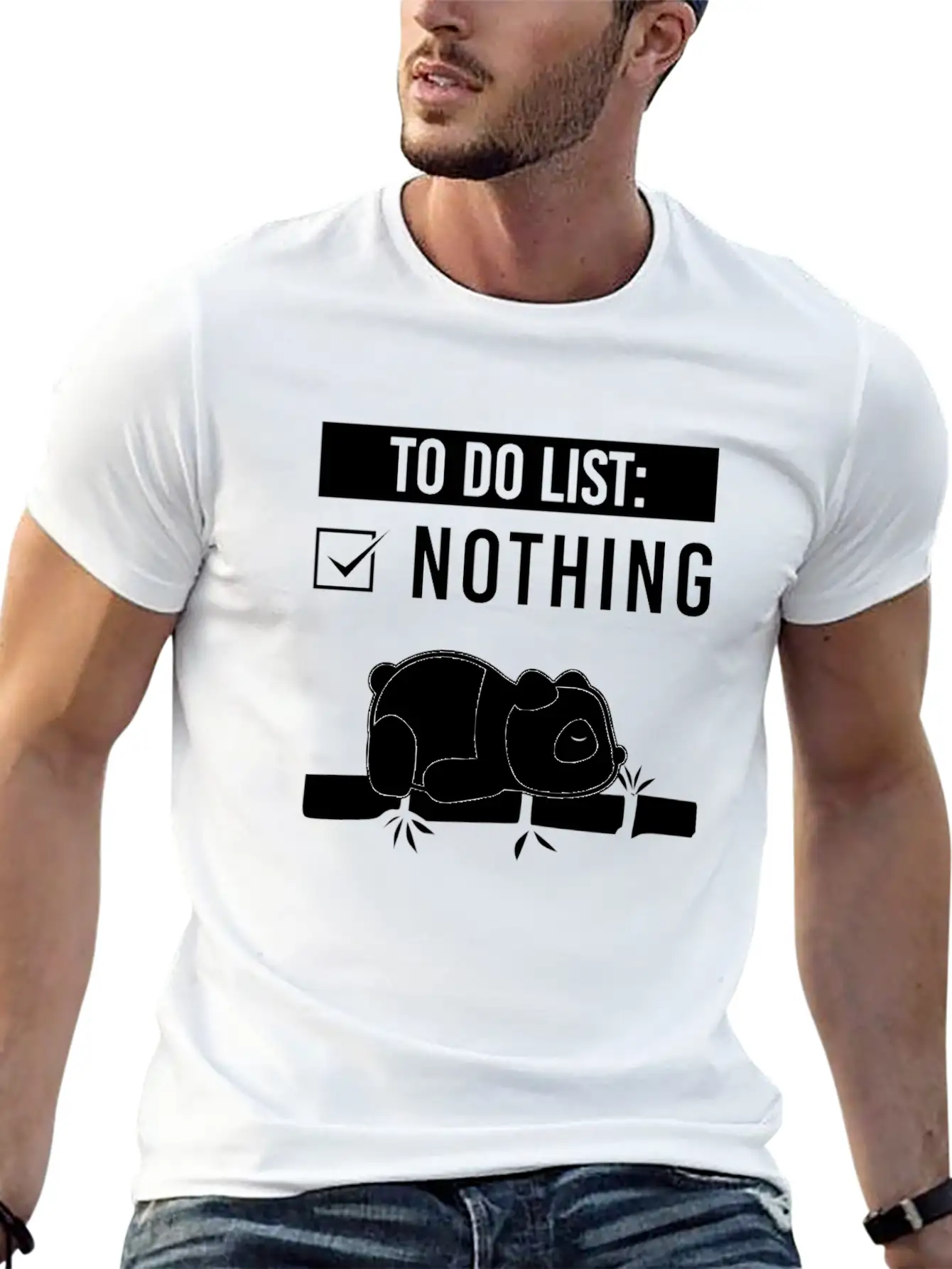 Panda Tired Lazy Sleep Basic Graphic T-Shirt – Daily Comfort In Soft Cotton