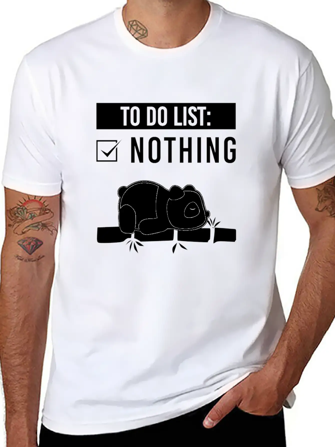 Panda Tired Lazy Sleep Basic Graphic T-Shirt – Daily Comfort In Soft Cotton