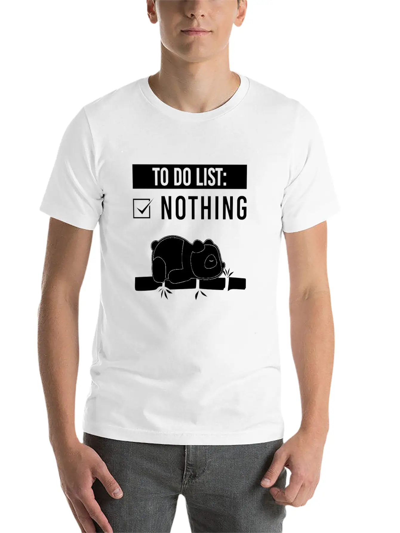 Panda Tired Lazy Sleep Basic Graphic T-Shirt – Daily Comfort In Soft Cotton