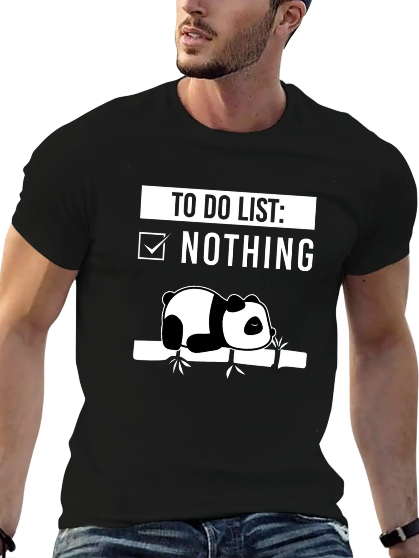 Panda Tired Lazy Sleep Basic Graphic T-Shirt – Daily Comfort In Soft Cotton