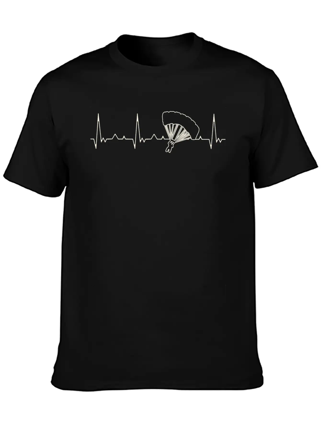 Parachute Jump. Heart. Love. EKG. Pulse. Beat. Stylish Everyday T-Shirt – Unisex Basic Cotton Tee
