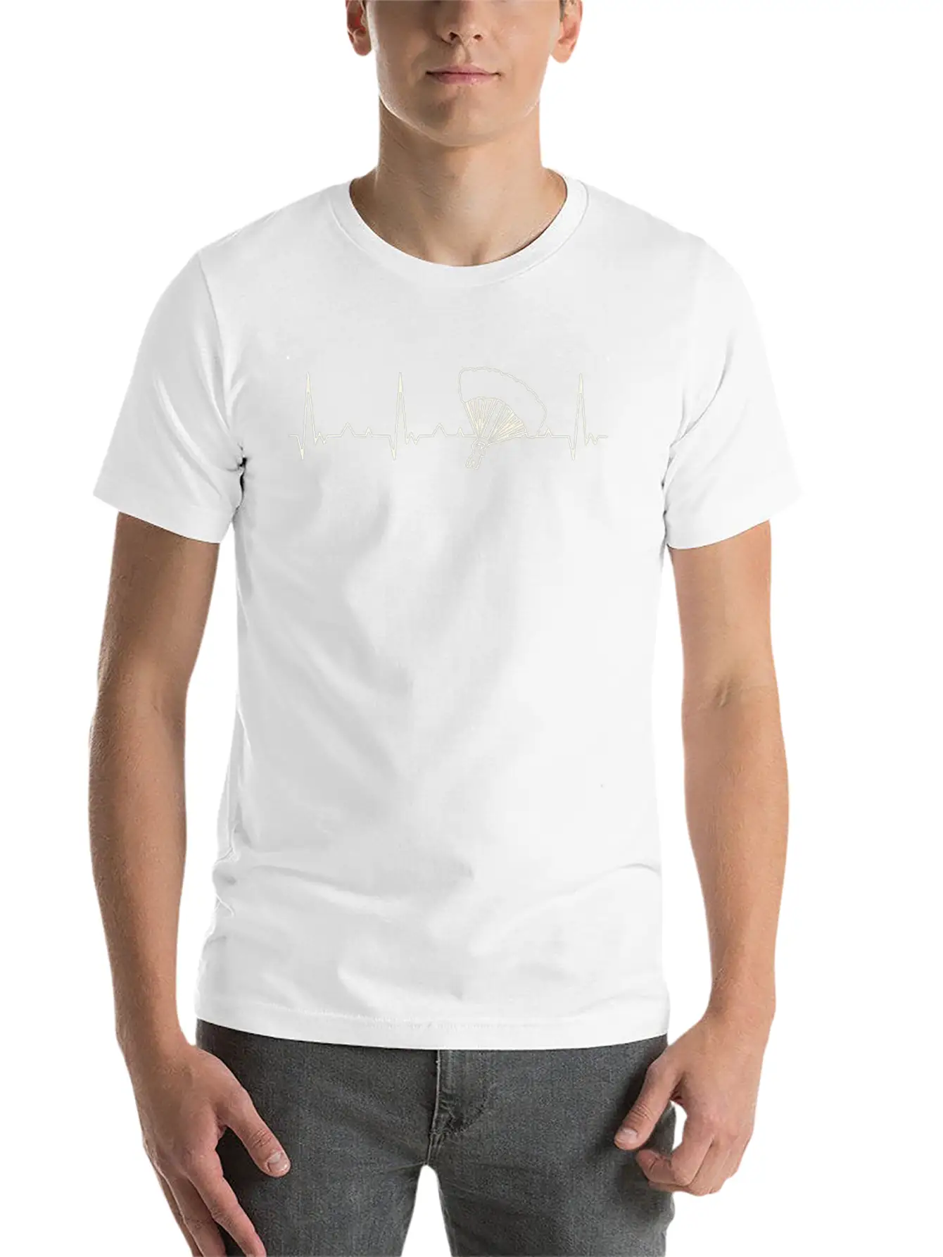 Parachute Jump. Heart. Love. EKG. Pulse. Beat. Stylish Everyday T-Shirt – Unisex Basic Cotton Tee