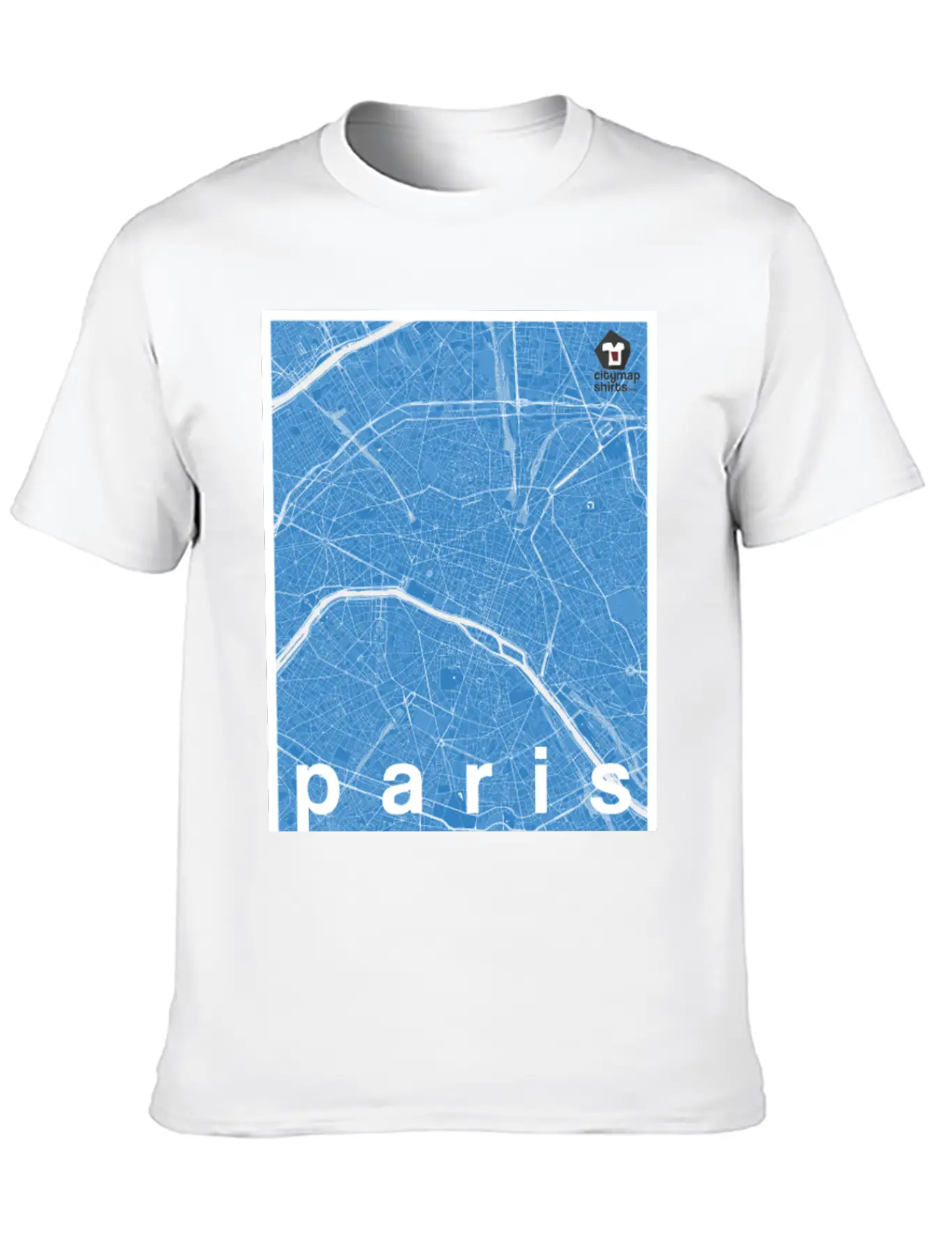 Paris Hipster City Map Blue Basic Graphic T-Shirt – Daily Comfort In Soft Cotton