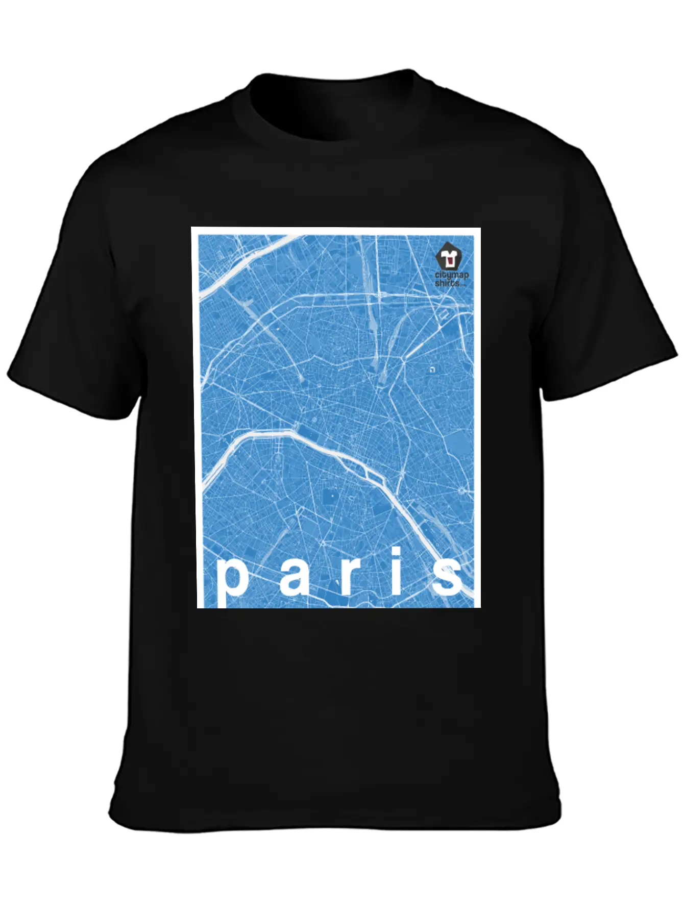Paris Hipster City Map Blue Basic Graphic T-Shirt – Daily Comfort In Soft Cotton
