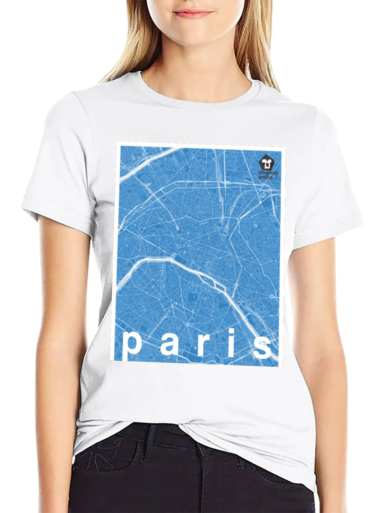 Paris Hipster City Map Blue Basic Graphic T-Shirt – Daily Comfort In Soft Cotton