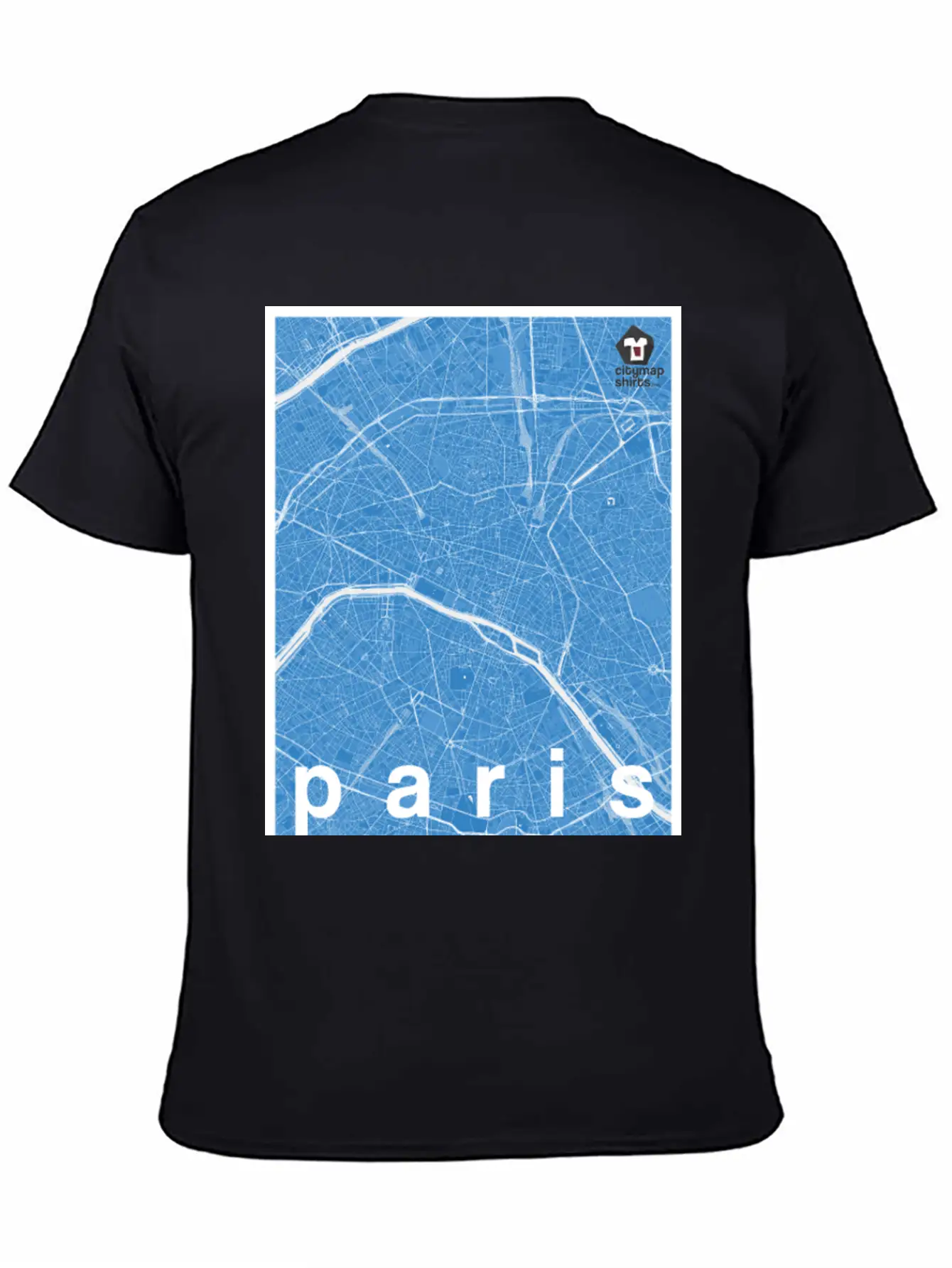 Paris Hipster City Map Blue Basic Graphic T-Shirt – Daily Comfort In Soft Cotton