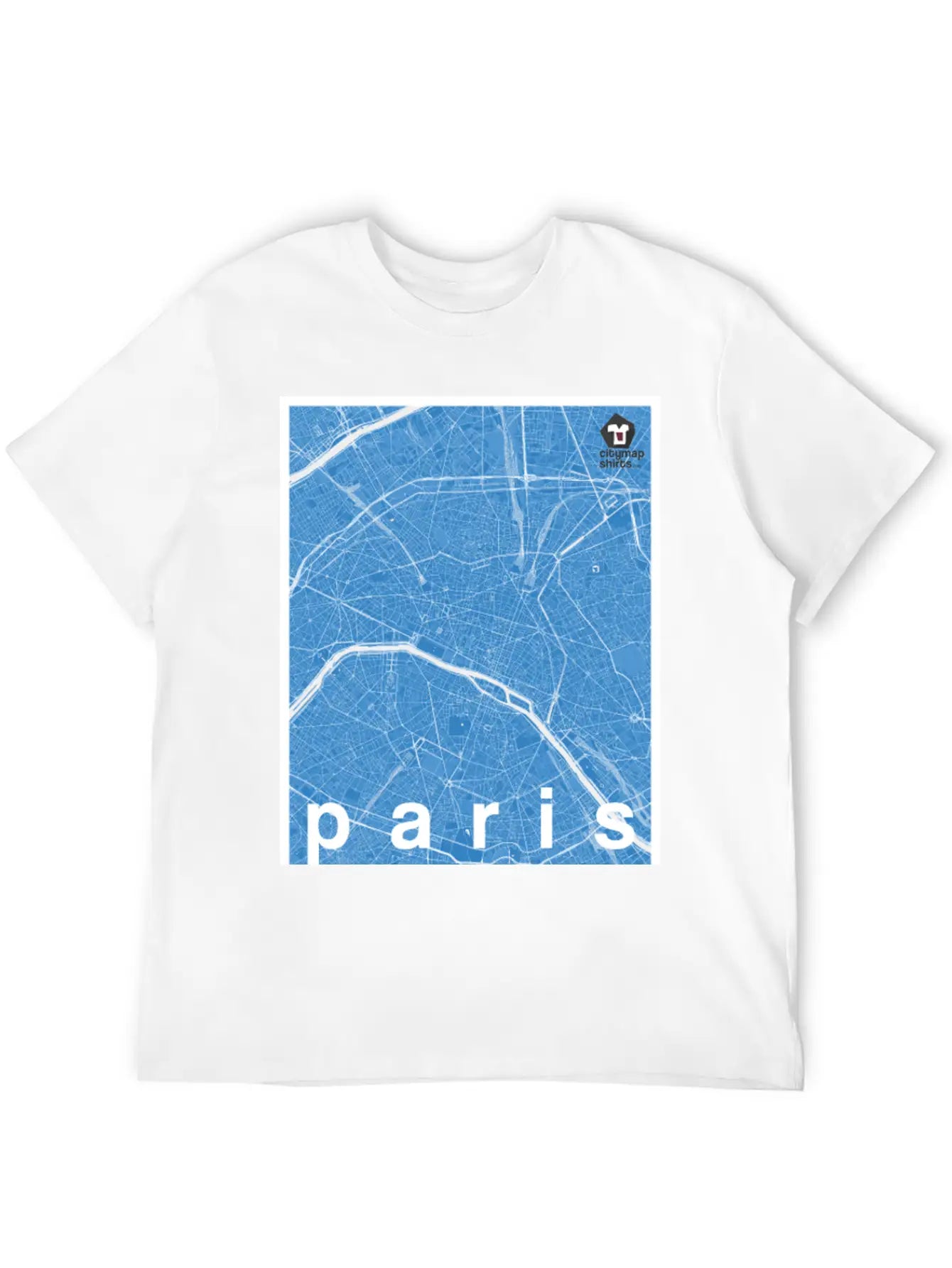 Paris Hipster City Map Blue Basic Graphic T-Shirt – Daily Comfort In Soft Cotton