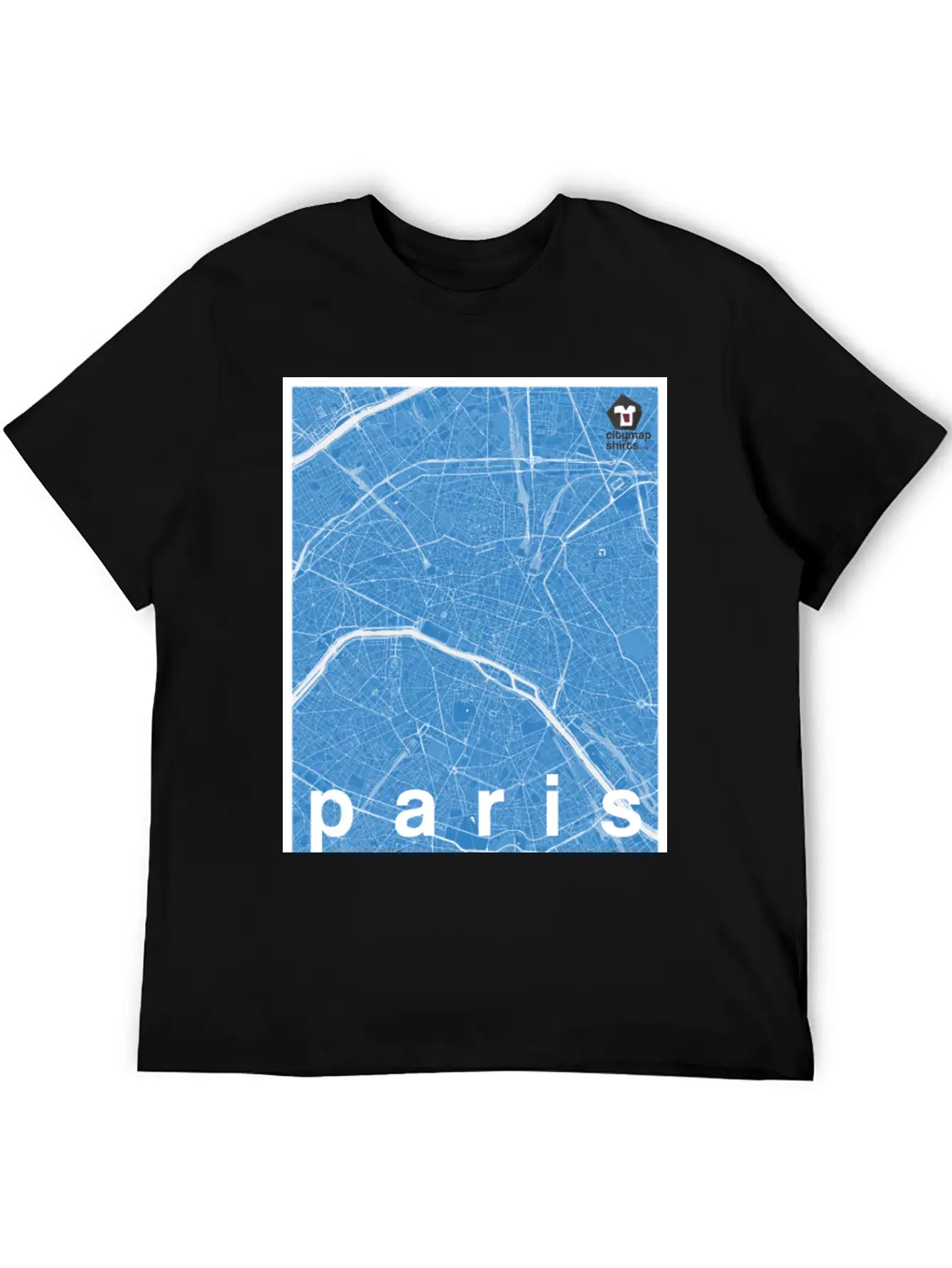 Paris Hipster City Map Blue Basic Graphic T-Shirt – Daily Comfort In Soft Cotton