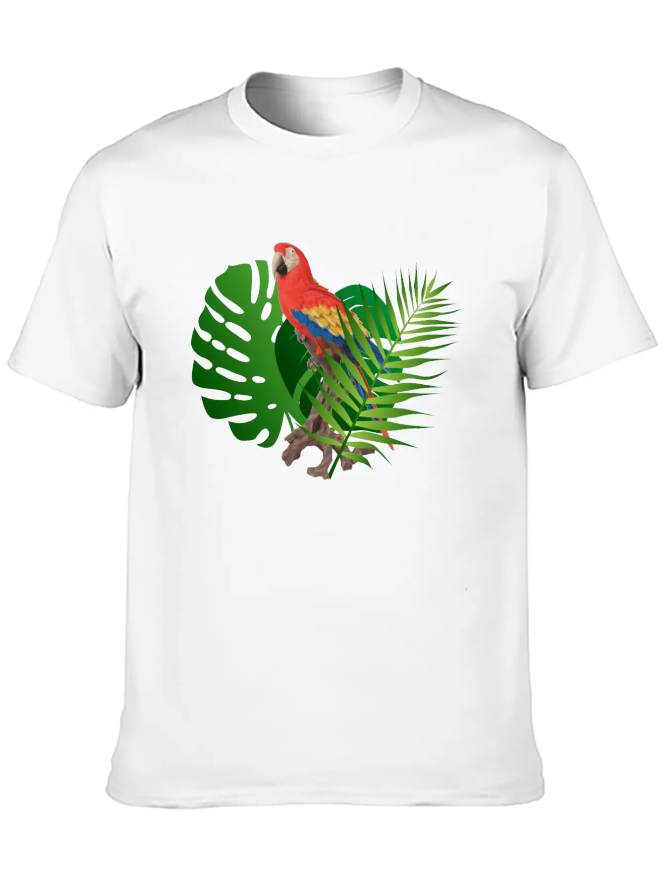 Parrot In The Jungle Unisex Short Sleeve Soft Cotton T-Shirt – Casual Everyday Wear