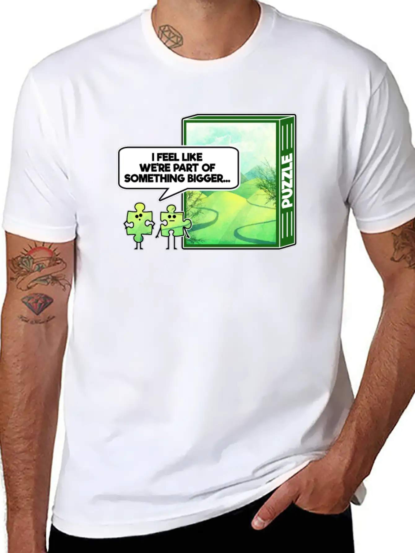 Part Of Something Bigger Puzzle Graphic Stylish Everyday T-Shirt – Unisex Basic Cotton Tee