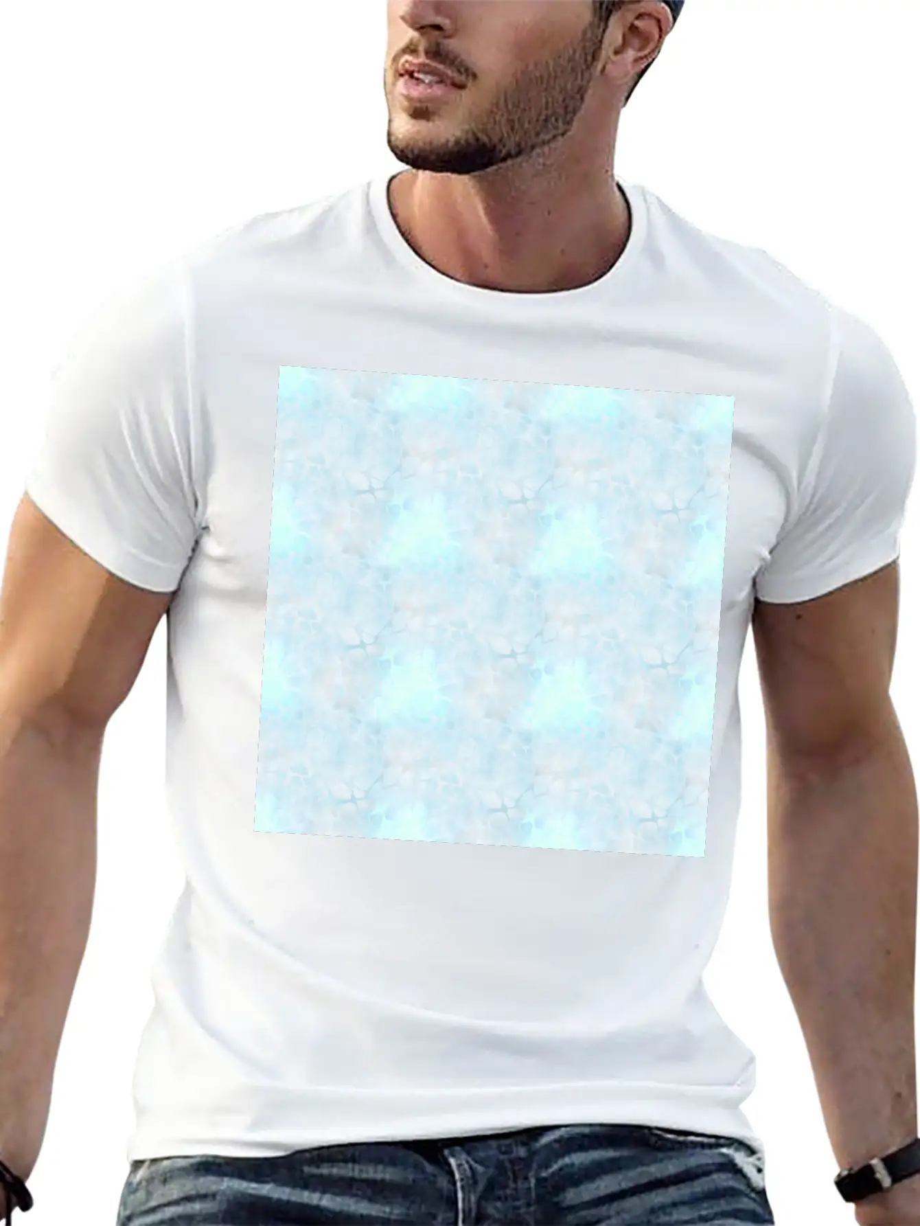 Pastel Blue Batik Pattern Timeless Short Sleeve Tee – Comfy And Minimalist Design