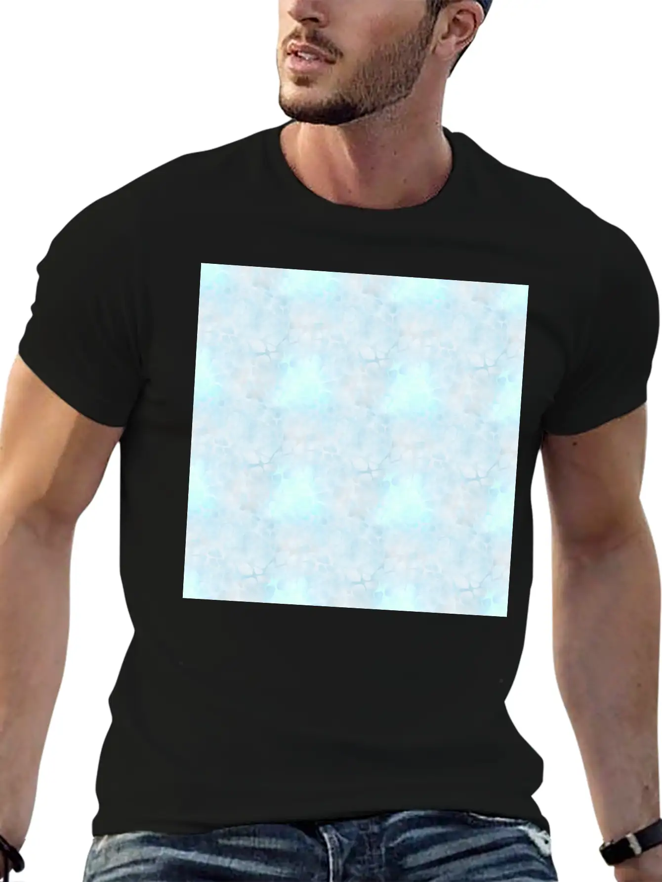 Pastel Blue Batik Pattern Timeless Short Sleeve Tee – Comfy And Minimalist Design
