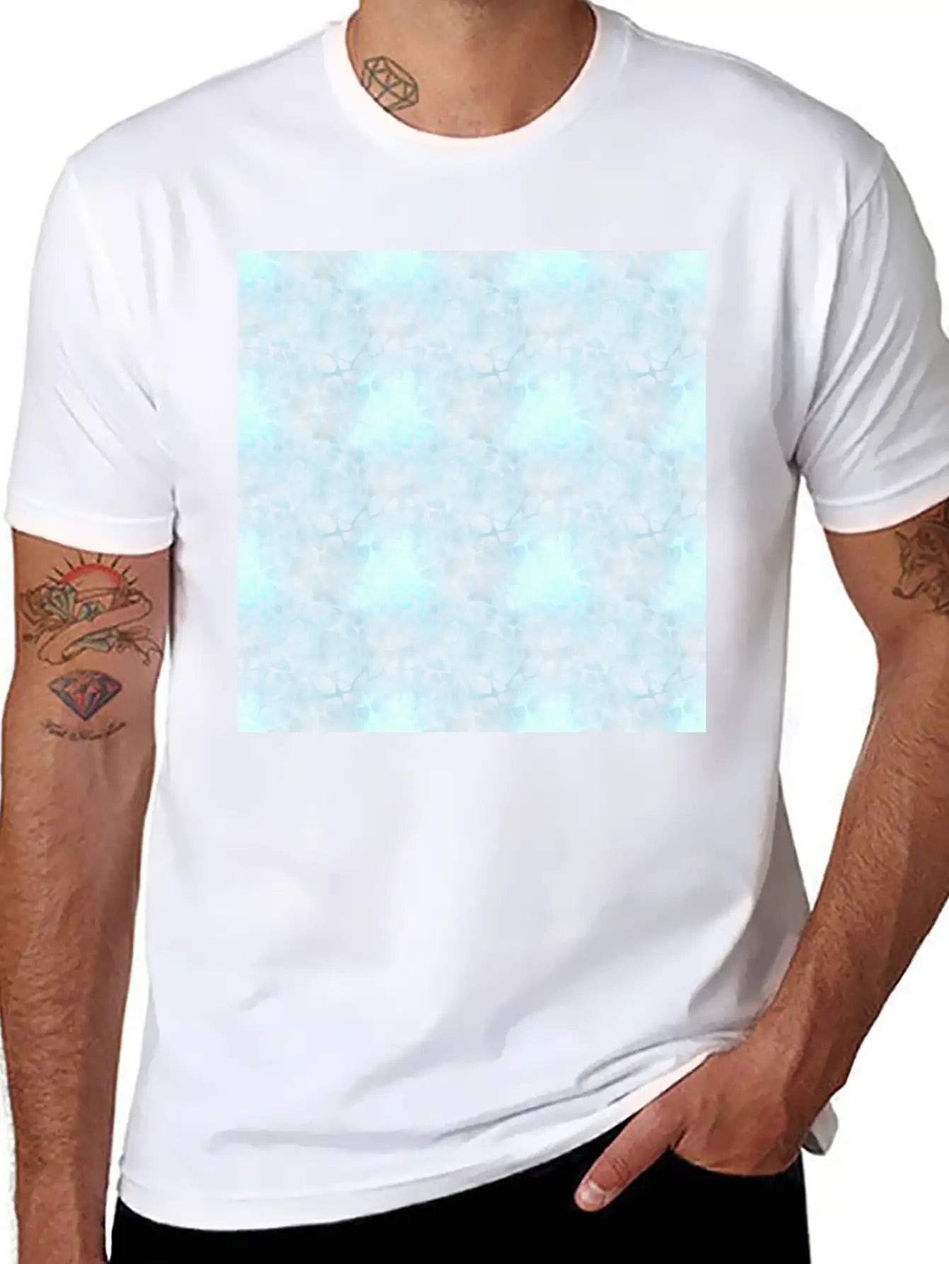 Pastel Blue Batik Pattern Timeless Short Sleeve Tee – Comfy And Minimalist Design
