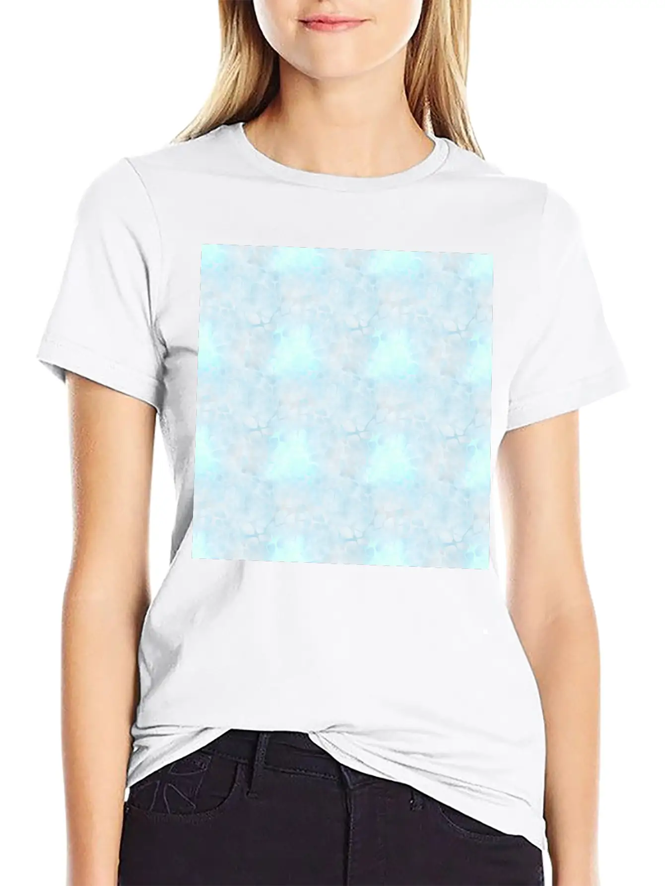 Pastel Blue Batik Pattern Timeless Short Sleeve Tee – Comfy And Minimalist Design