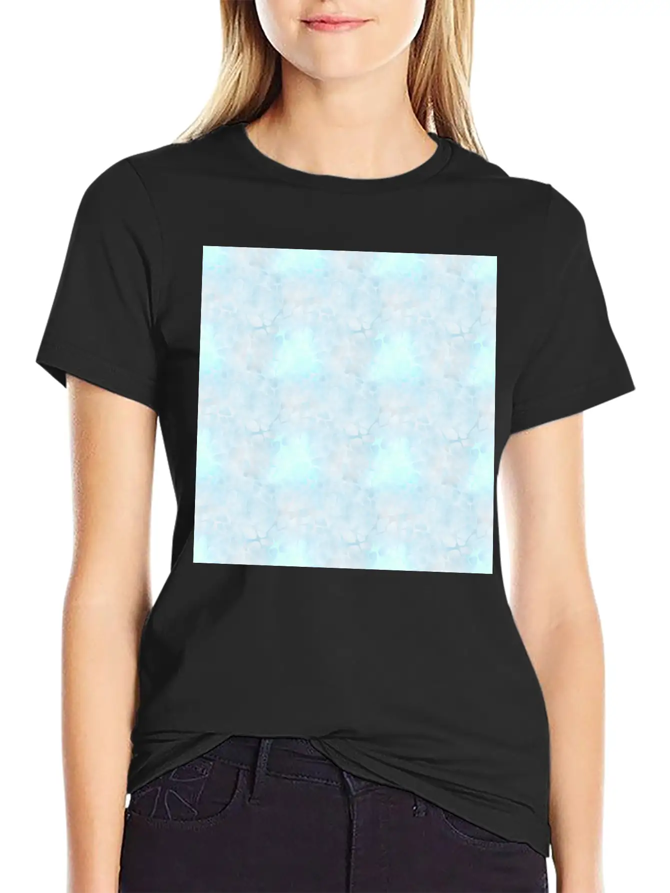 Pastel Blue Batik Pattern Timeless Short Sleeve Tee – Comfy And Minimalist Design
