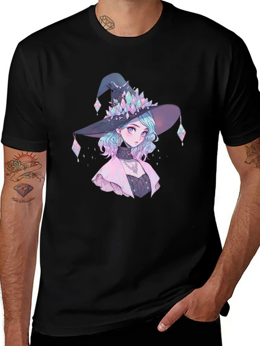 Pastel Goth Cute Crystal Witch Unisex Short Sleeve Soft Cotton T-Shirt – Casual Everyday Wear