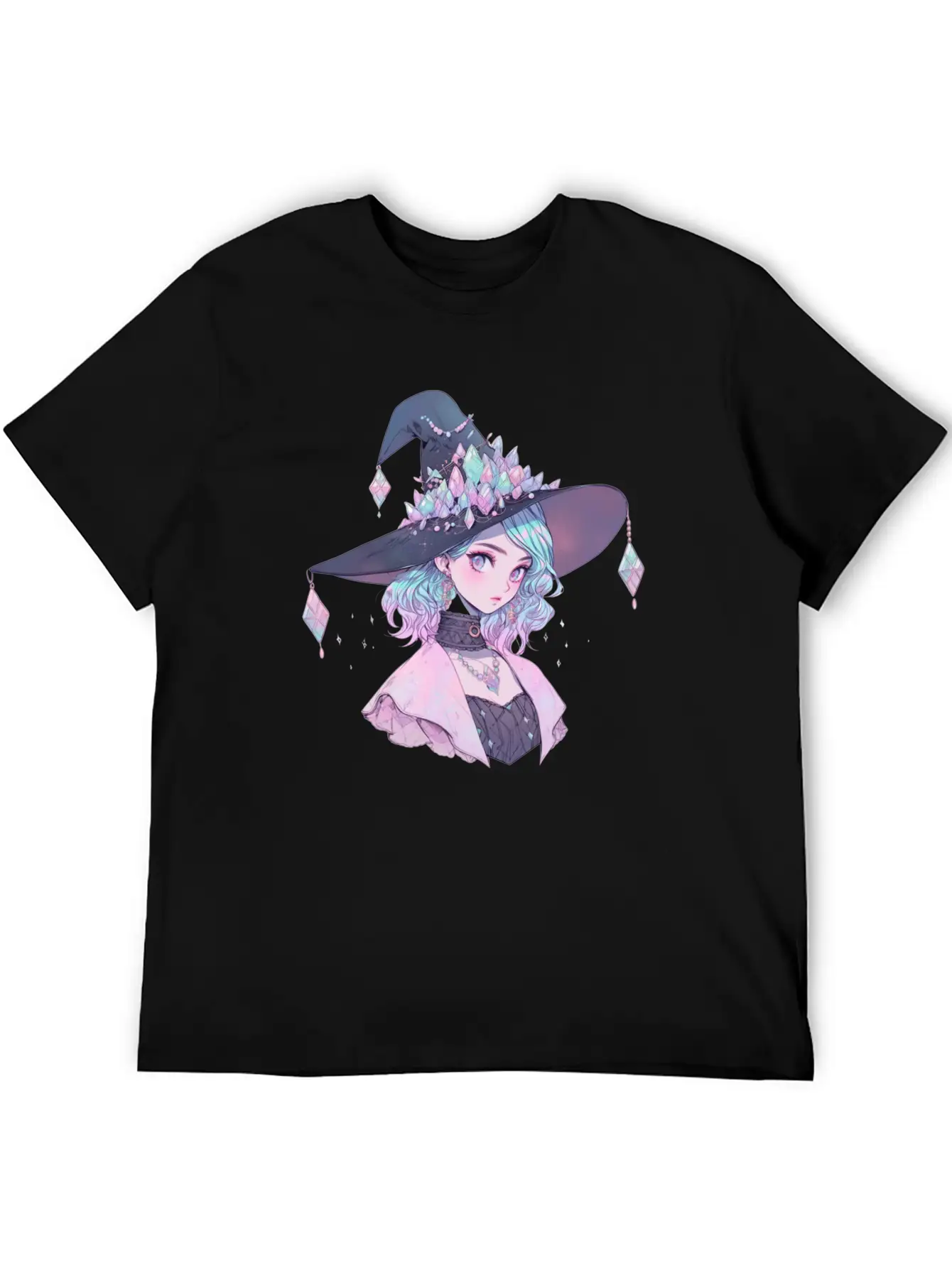 Pastel Goth Cute Crystal Witch Unisex Short Sleeve Soft Cotton T-Shirt – Casual Everyday Wear