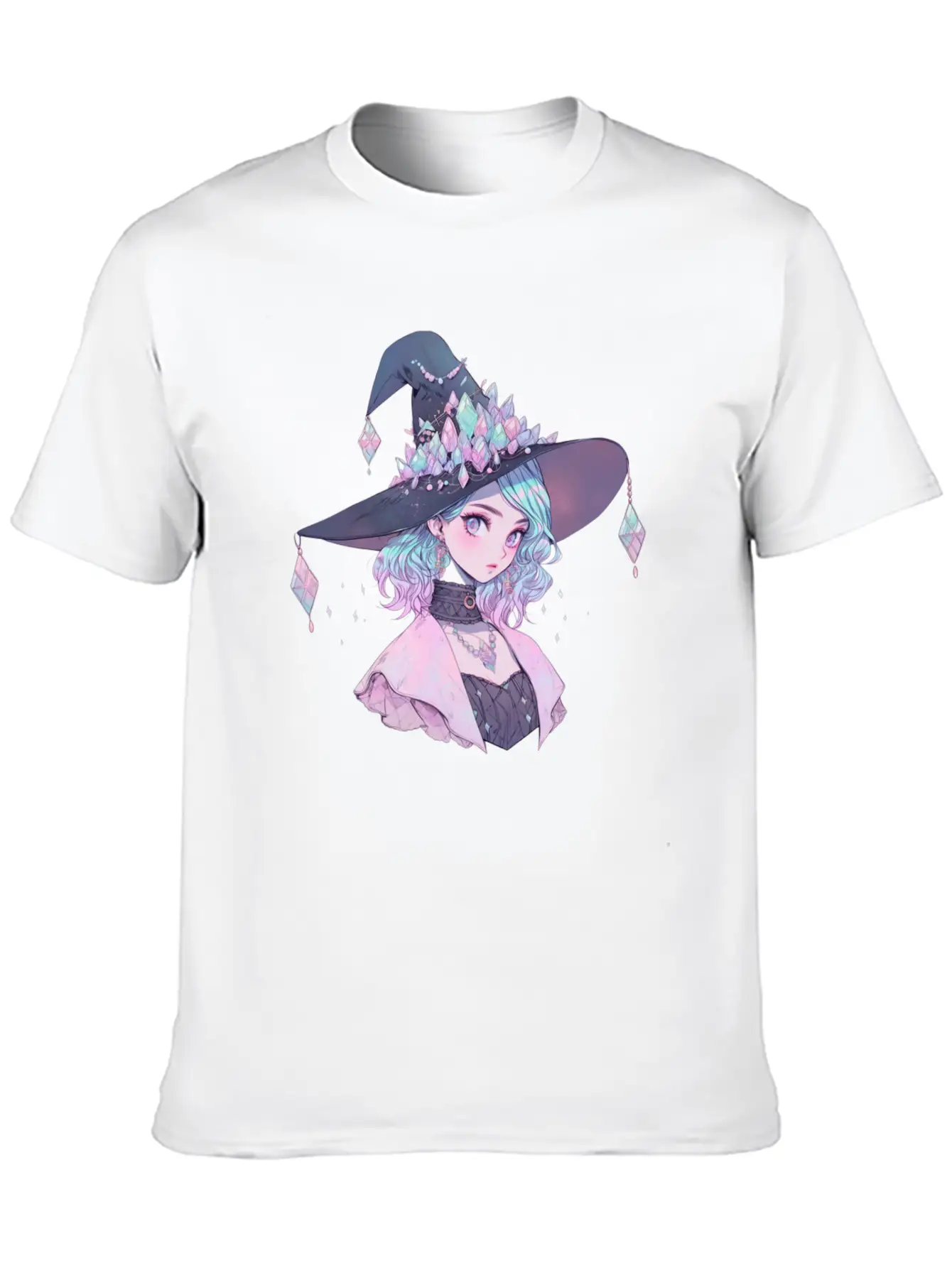 Pastel Goth Cute Crystal Witch Unisex Short Sleeve Soft Cotton T-Shirt – Casual Everyday Wear