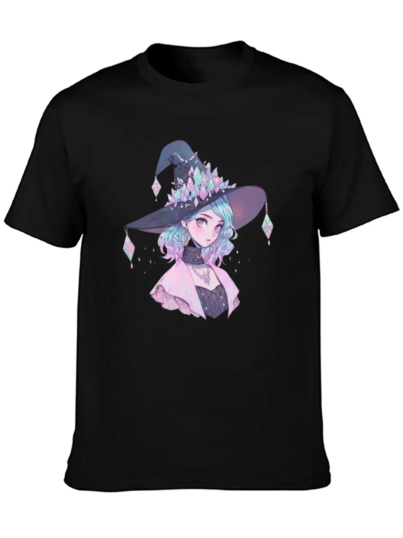 Pastel Goth Cute Crystal Witch Unisex Short Sleeve Soft Cotton T-Shirt – Casual Everyday Wear