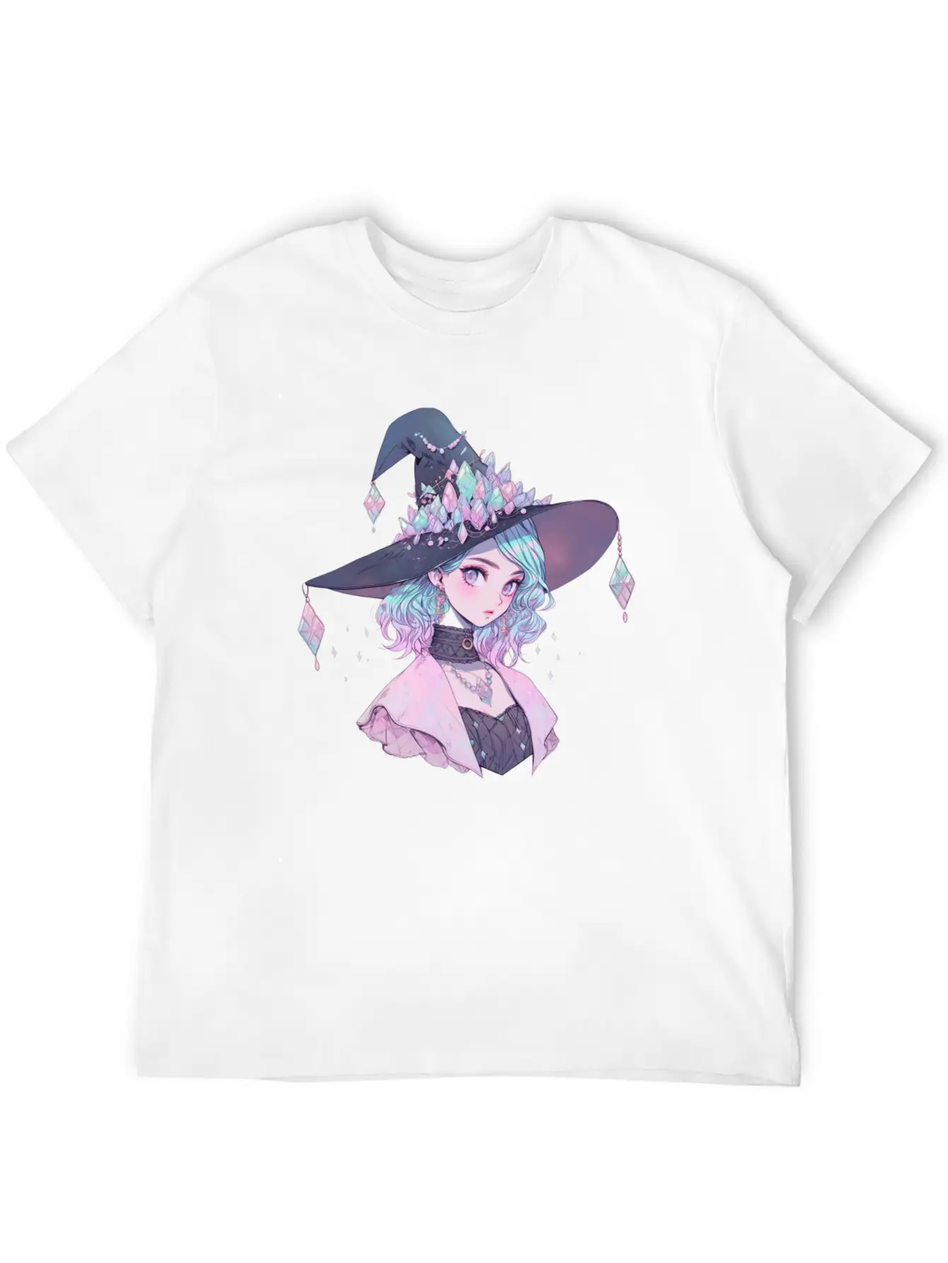 Pastel Goth Cute Crystal Witch Unisex Short Sleeve Soft Cotton T-Shirt – Casual Everyday Wear